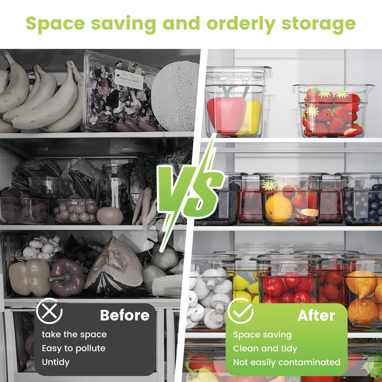 HNEDSEN 6 Pack Plastic Food Pan with Lid 1/6 Size 4 Inch Deep Restaurant Clear Food Storage Containers Polycarbonate Commercial Hotel Pans for Fruits Vegetables Beans Corns (6 PCS, 4'' Deep)