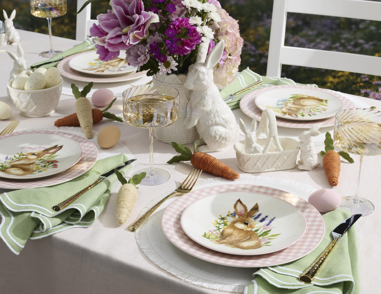 Lenox 897166 Gingham Dinner Plates, Set of 4, Pink, Valentine's Day