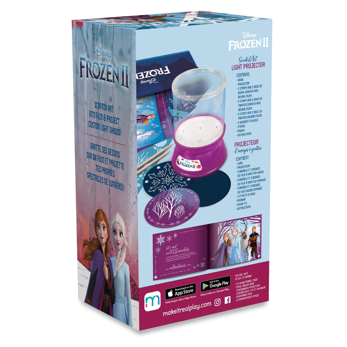 Make It Real Disney Frozen 2 Starlight Projector for Girls - DIY Ceiling Projector Kit with Stencils & Scratch-Art Film, Illuminates Bedrooms with Frozen 2 Scenes - Creative Gift for Ages 8
