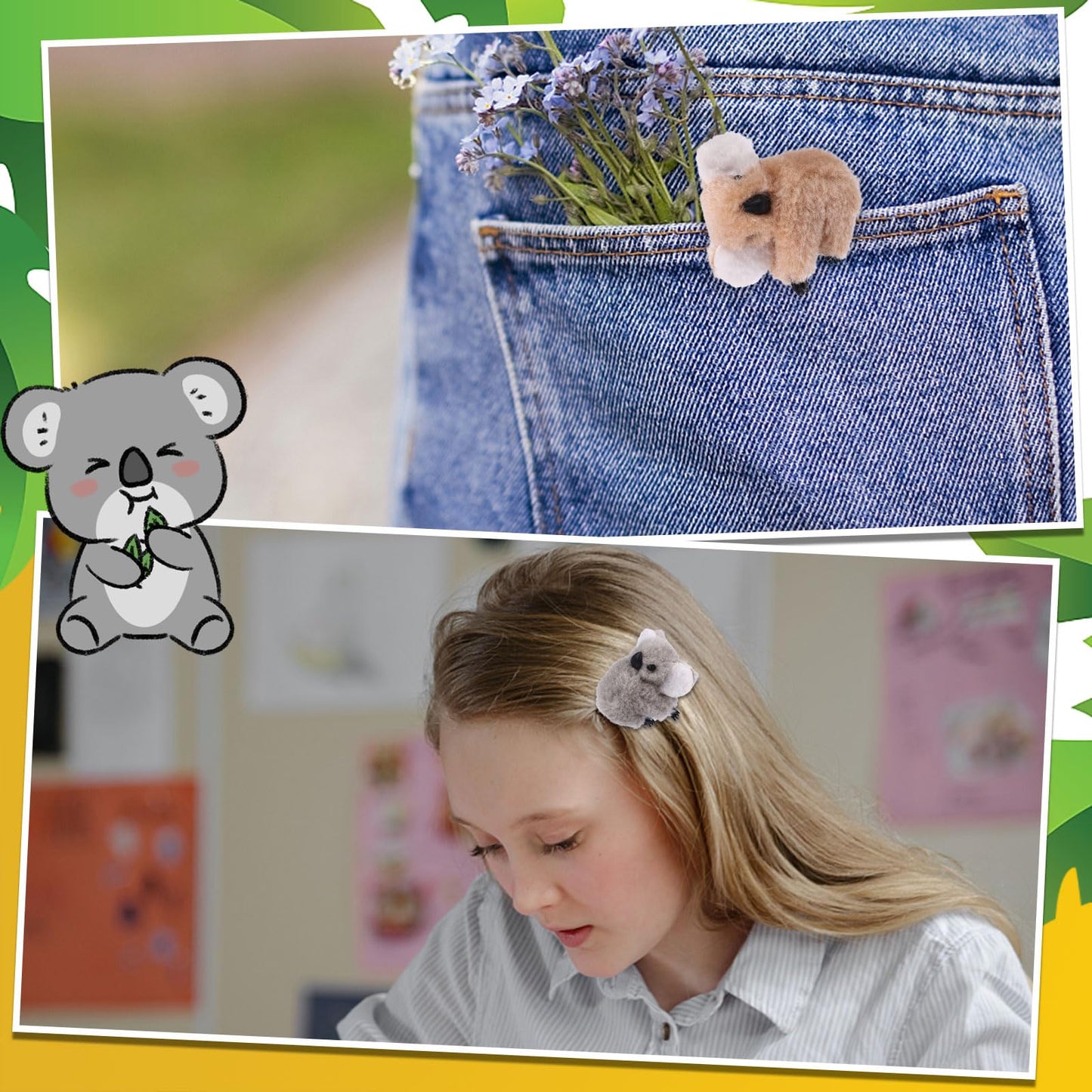 Youdaju 50 Pcs Koala Clip Koala Pencil Buddy KoalaBear Stuffed Animal Pencil Toppers Bear Prizes Fuzzy Animal Bear Hugger Clip Animal Plush Pen Accessories for Birthday Party Supplies(Brown&Grey)