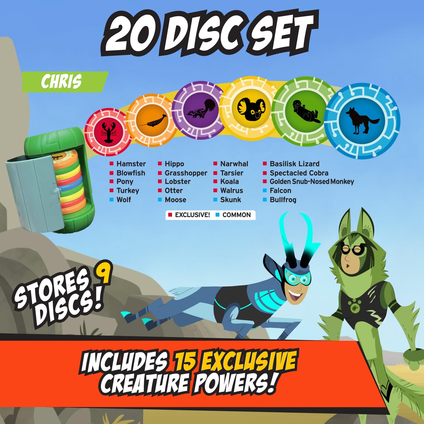 Wild Kratts Toys Creature Power Disc Holder Set with 20 Discs - Chris Kratt