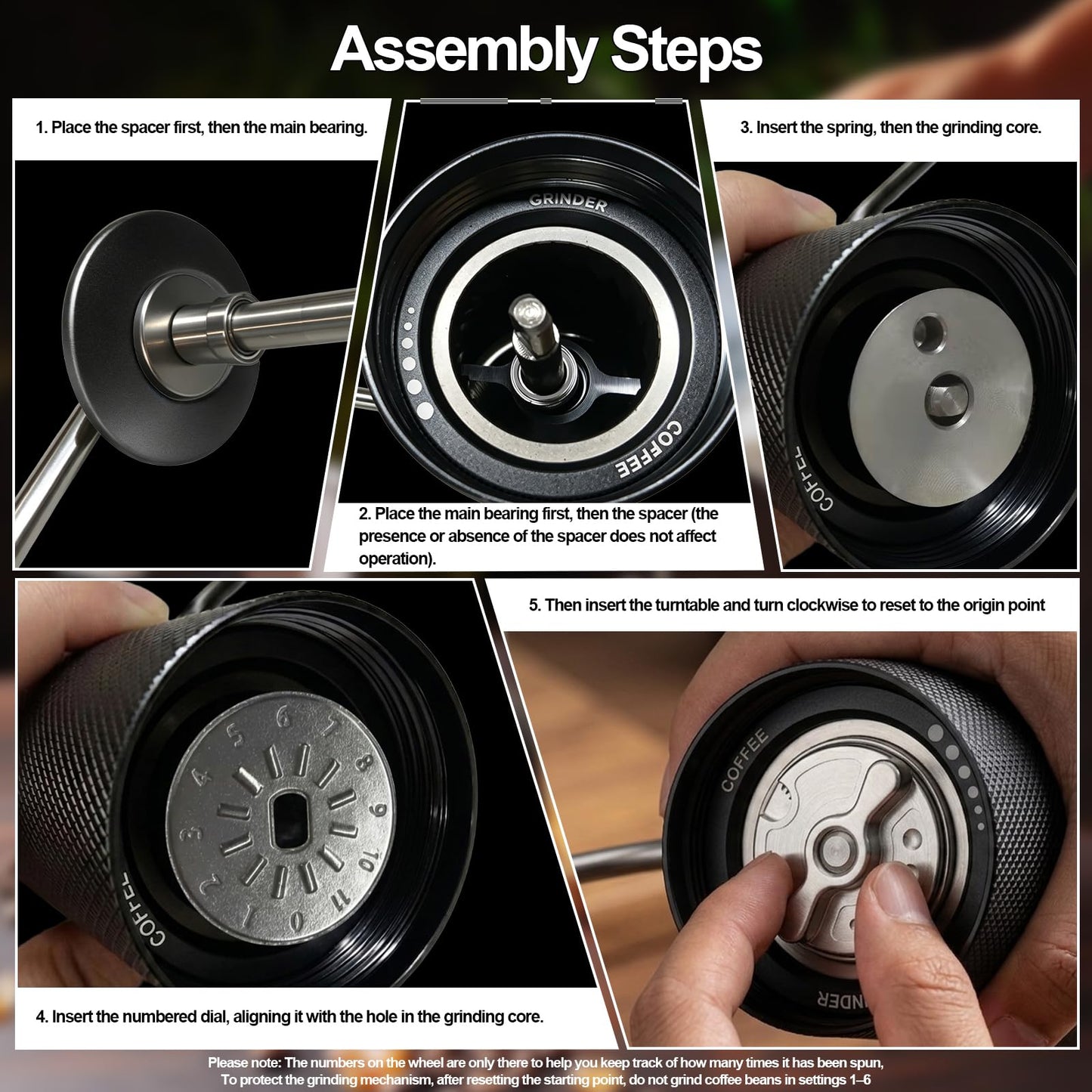 Agilive Manual Coffee Grinder, Adjustable Grinding Settings, Stainless Steel Burrs, Portable Hand-Cranked Coffee Grinder, For Espresso, Drip Filter, French Press Filter, Compact And Durable (black)