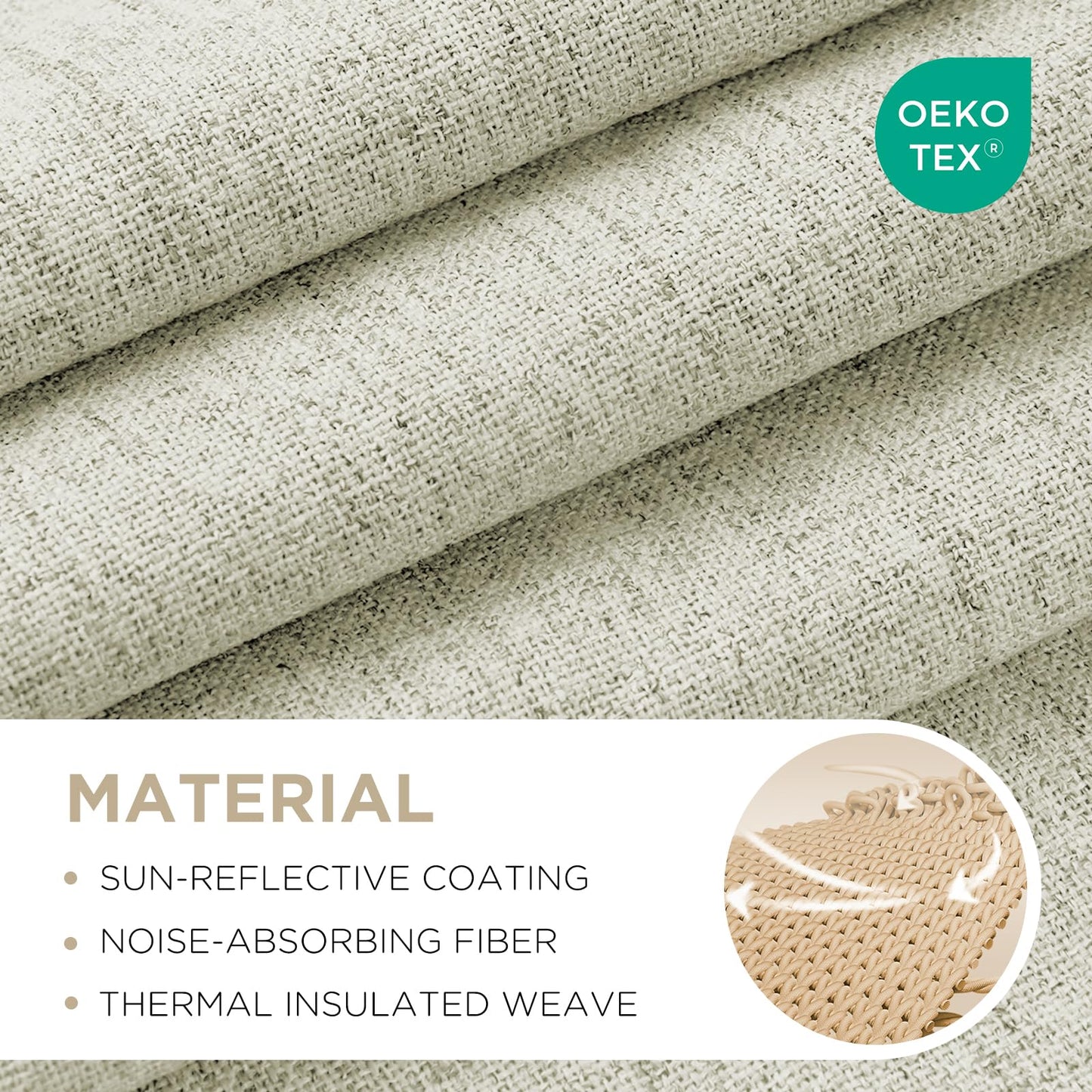 Joydeco Blackout Curtains for Bedroom - 100% Light Blocking 2 Panels Light Beige Drapes 66"W x 84"L, Thermal Insulated Room Darkening Curtains, Linen Textured for Living Room, Rod Pocket & Back Tabs