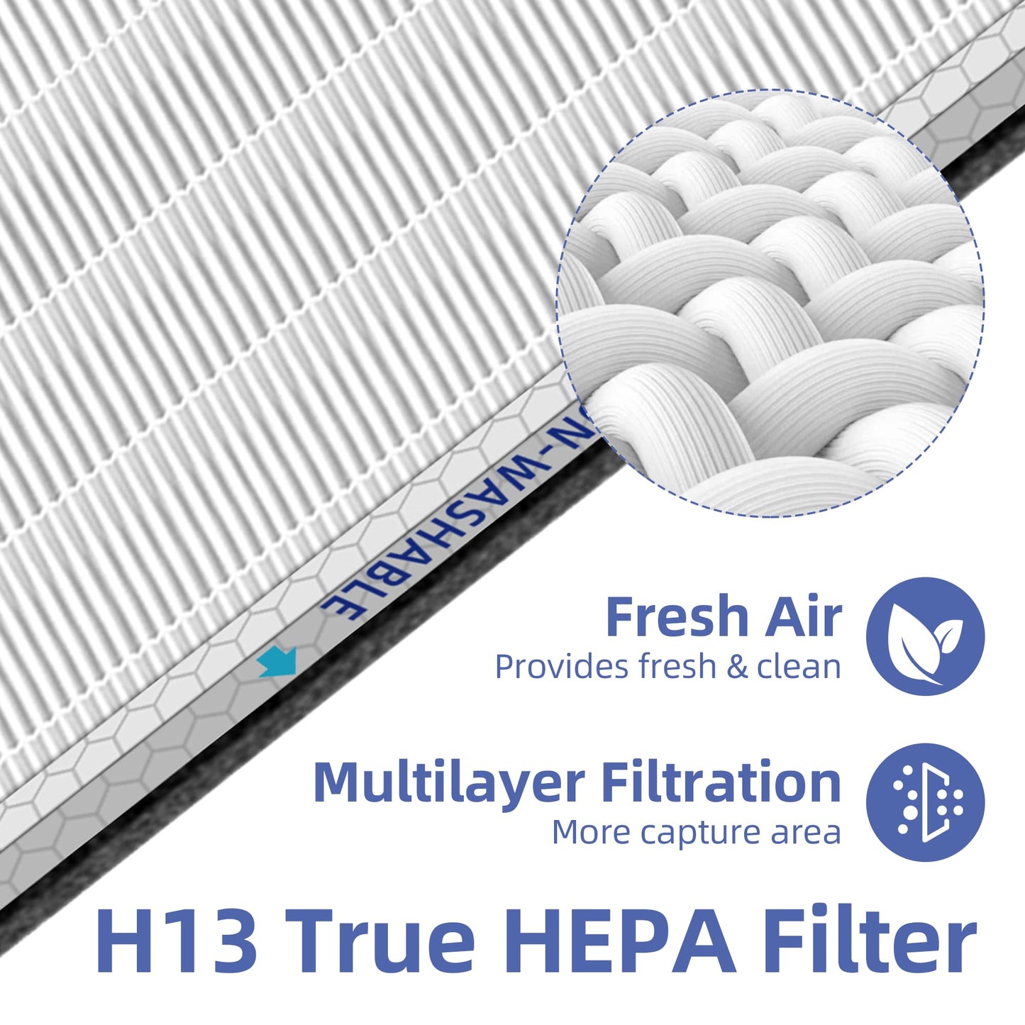 Pulluty MSA3/MSA3S HEPA Replacement Filter for Membrane Solutions MSA3 and MSA3S Air Purifier,Upgraded 4-in-1 H13 True HEPA and Activated Carbon Filter with OdallerPure Technology,4 Pack