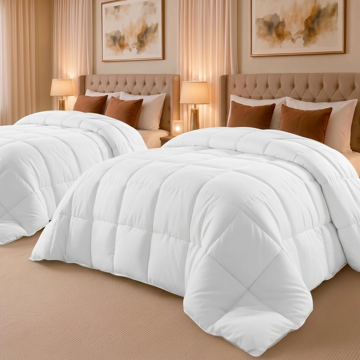 Utopia Bedding Comforter Duvet Insert, Quilted Comforter with Corner Tabs, Box Stitched Down Alternative Comforters Twin Size (White, Pack of 2)