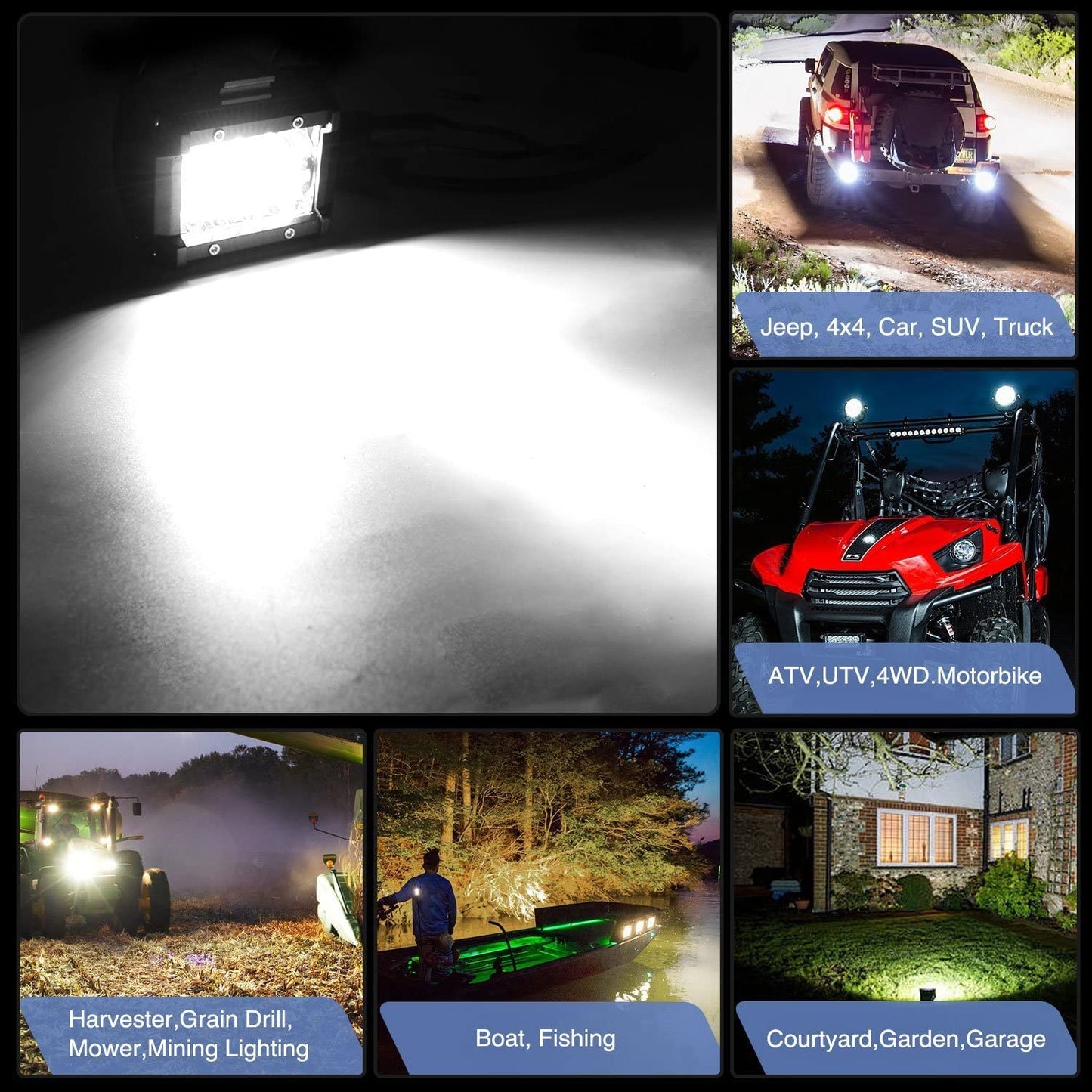 Nilight 2Pcs 4Inch LED Pods Bar Triple Row 60W Flood Spot Combo 6000LM Driving Off Road with 2007-2017 Wrangler JK/JKU 2DR 4DR A-Pillar Windshield Hinge Mounting Brackets Wiring Harness Kit