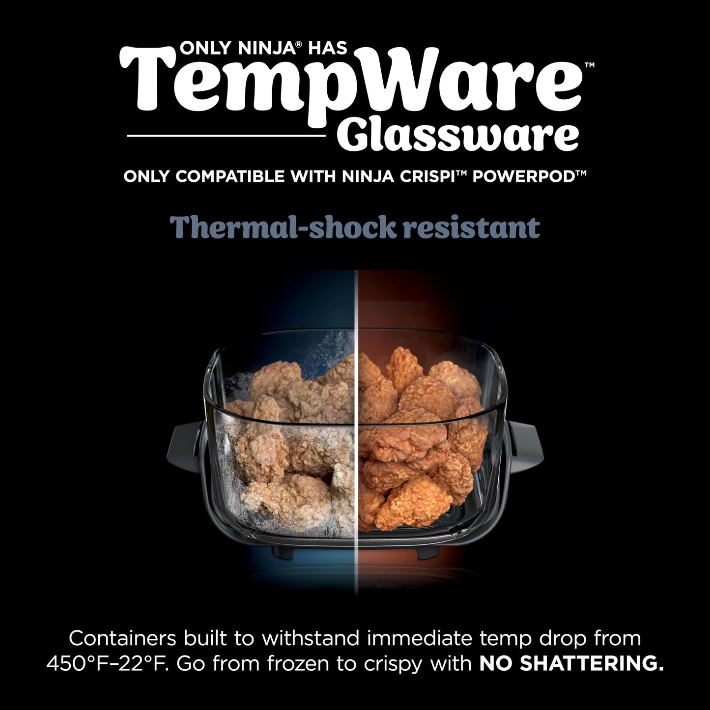 Ninja 6 Cup CleanCrisp Glass Container & Leak-Proof Storage lid, Compatible with Ninja Crispi® Portable Cooking System FN101 Only, Microwave, Freezer & Dishwasher Safe, PFAS & PTFE Free, XSKSFN6CUP