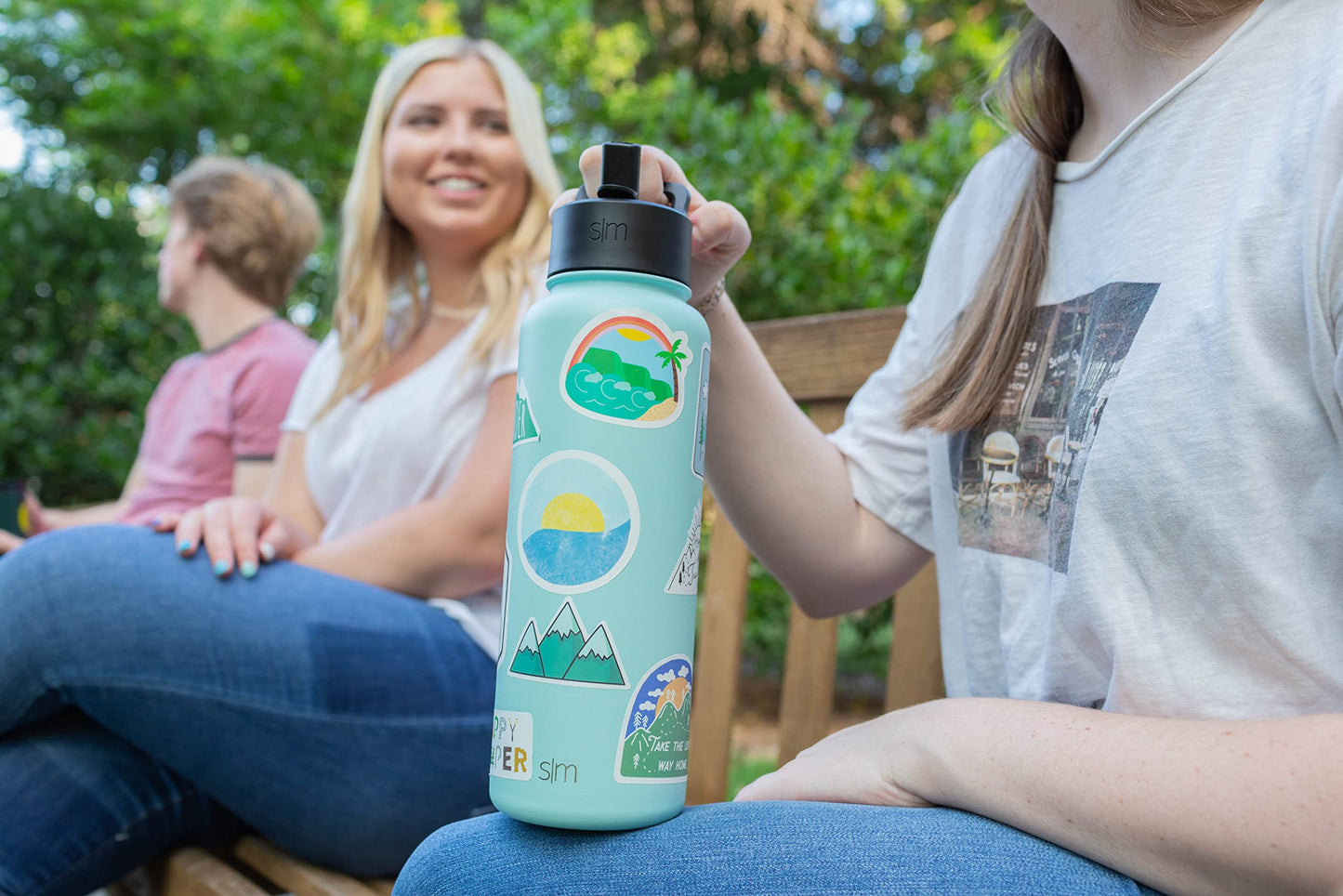 Simple Modern Water Bottle with Straw, Handle, and Chug Lid Vacuum Insulated Stainless Steel Metal Thermos Bottles | Large Leak Proof BPA-Free Sports Flask | Summit Collection | 40oz, Blue Dune