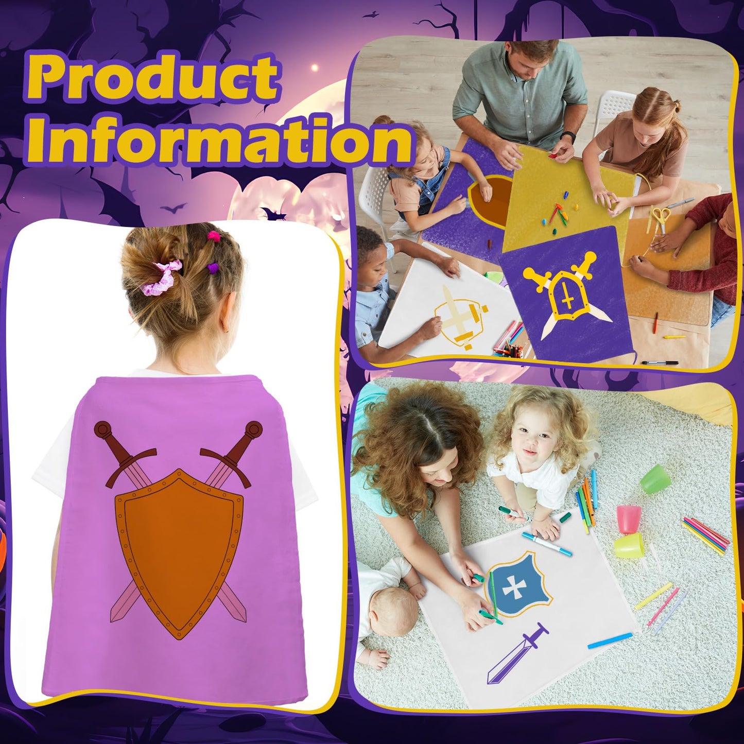 Blosssound 24 Pcs Hero Capes Crafts Canvas Blank Cape to Decorate DIY Hero Dress up Costumes for Kids Party VBS Activities