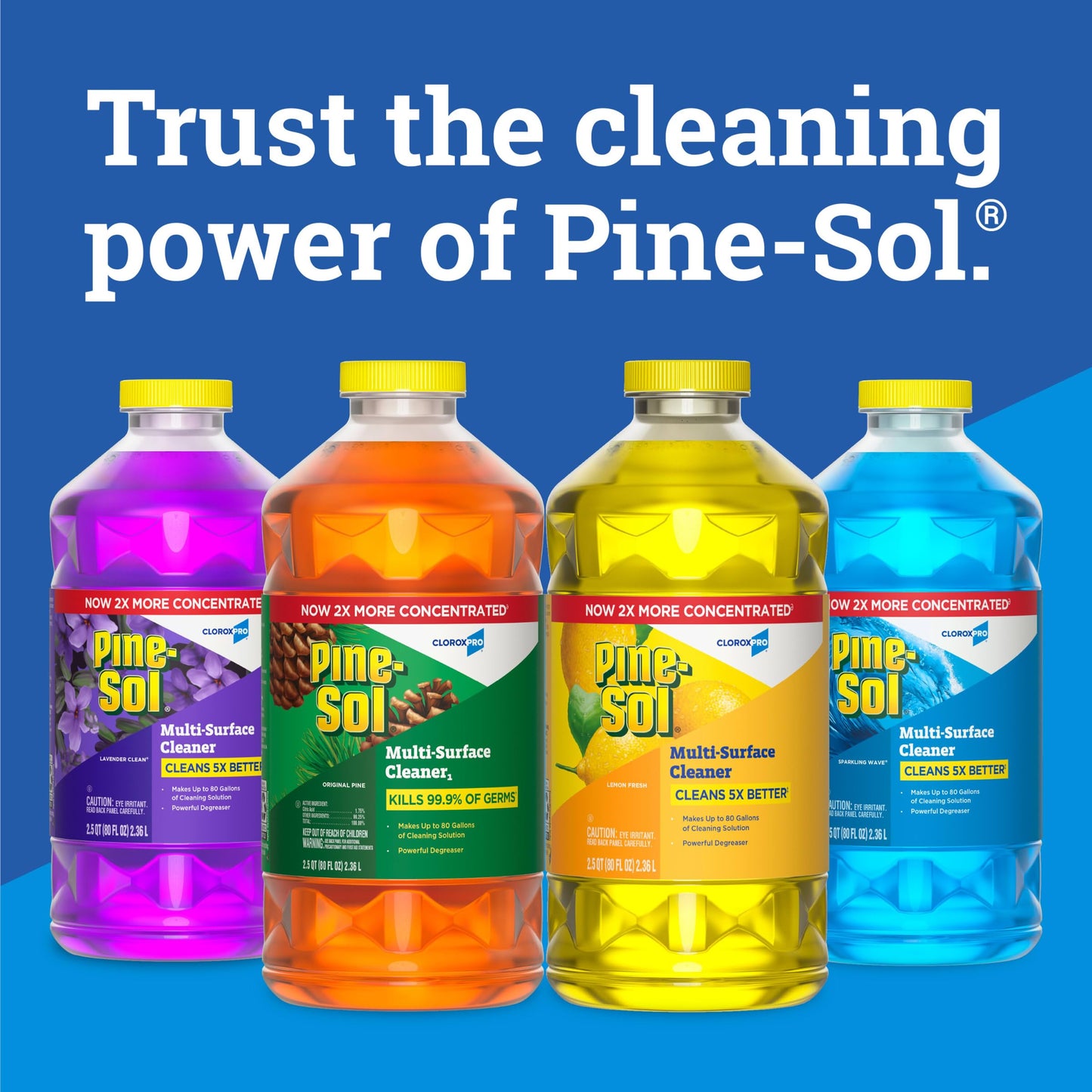 CloroxPro Pine-Sol Multi-Surface Cleaner, All Purpose Cleaner, Lemon Fresh, 80 Fluid Ounces, Pack of 3 (Package May Vary)
