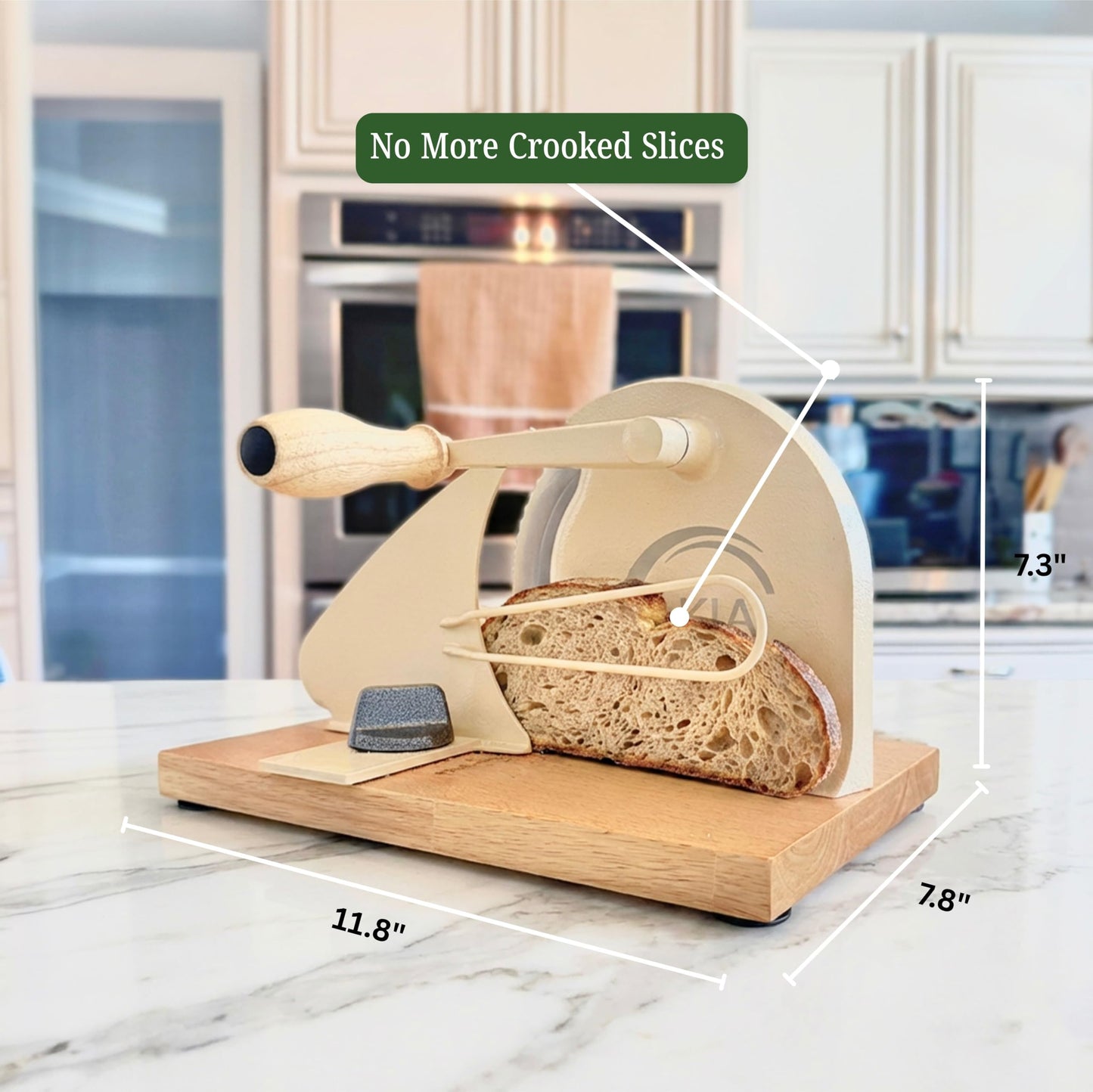 Manual Bread Slicer for Homemade Sourdough, Adjustable Thickness, Hand Crank Slicer & Cutter with Stainless Steel Blade Includes Beeswax Bag