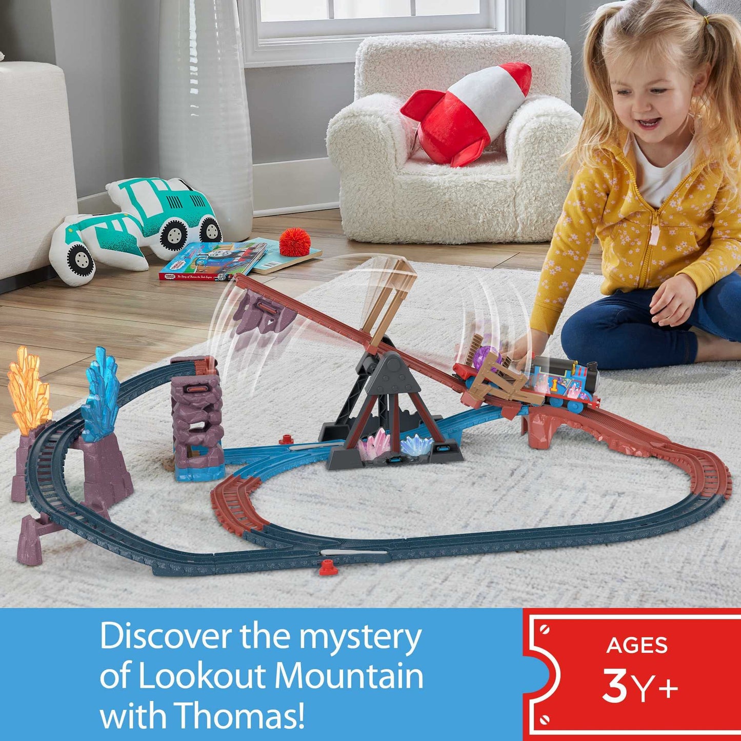 Thomas & Friends Motorized Toy Train Set Crystal Caves Adventure with Thomas, Tipping Bridge & 8 Ft of Track for Kids Ages 3+ Years