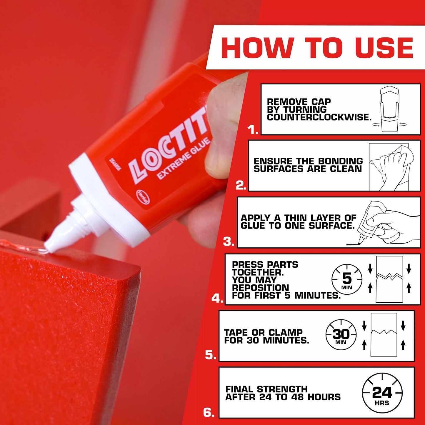 Loctite Extreme Glue, Clear, 1.62 fl oz Tube, 6 Pack - Strong All Purpose Glue for Wood, Metal, Leather, Crafts & Repair, Pastic, & More