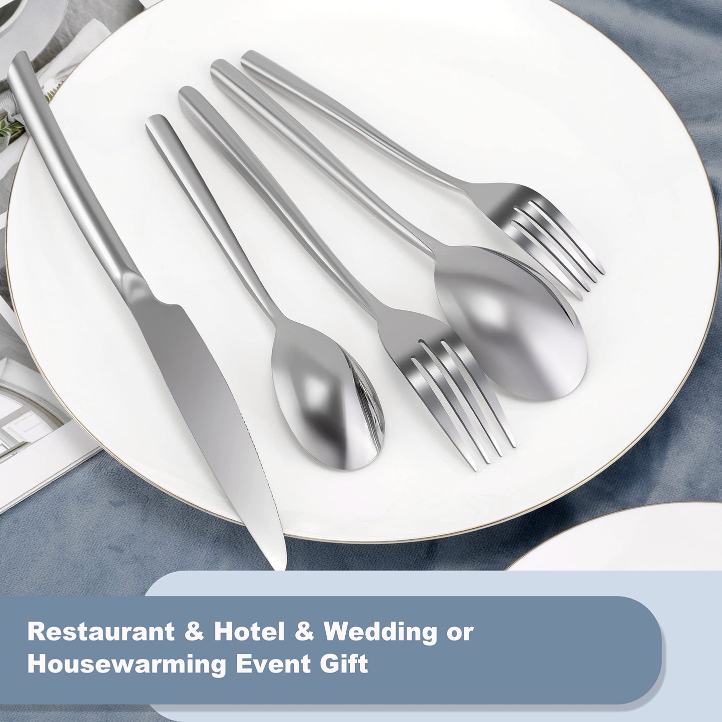 DEACORY Silverware Set Flatware Set Stainless Steel Cutlery Set with Streamlied Handle Mirror Finished Heavy 20 Pieces Home Kitchen Daily Use Wedding Housewarming Gift Dishwasher Safe Service for 4