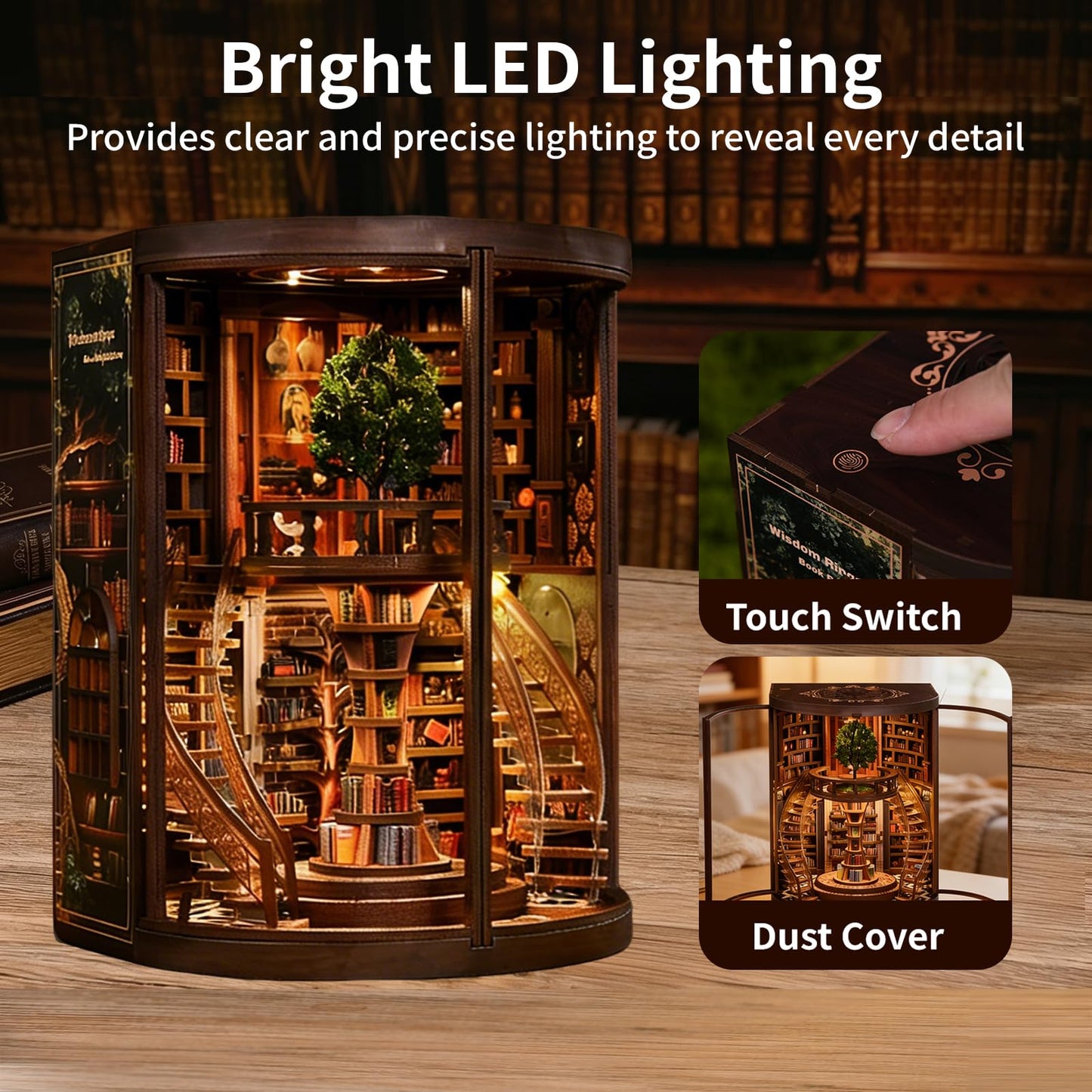 DIY Book Nook Kits for Adults - BookNook Miniature House Kit with LED Light - Mini House Building Book Nooks Tales - 3D Puzzle Book Nook Library Diorama Kit for Teens Beginners - Dreamy Bookstore
