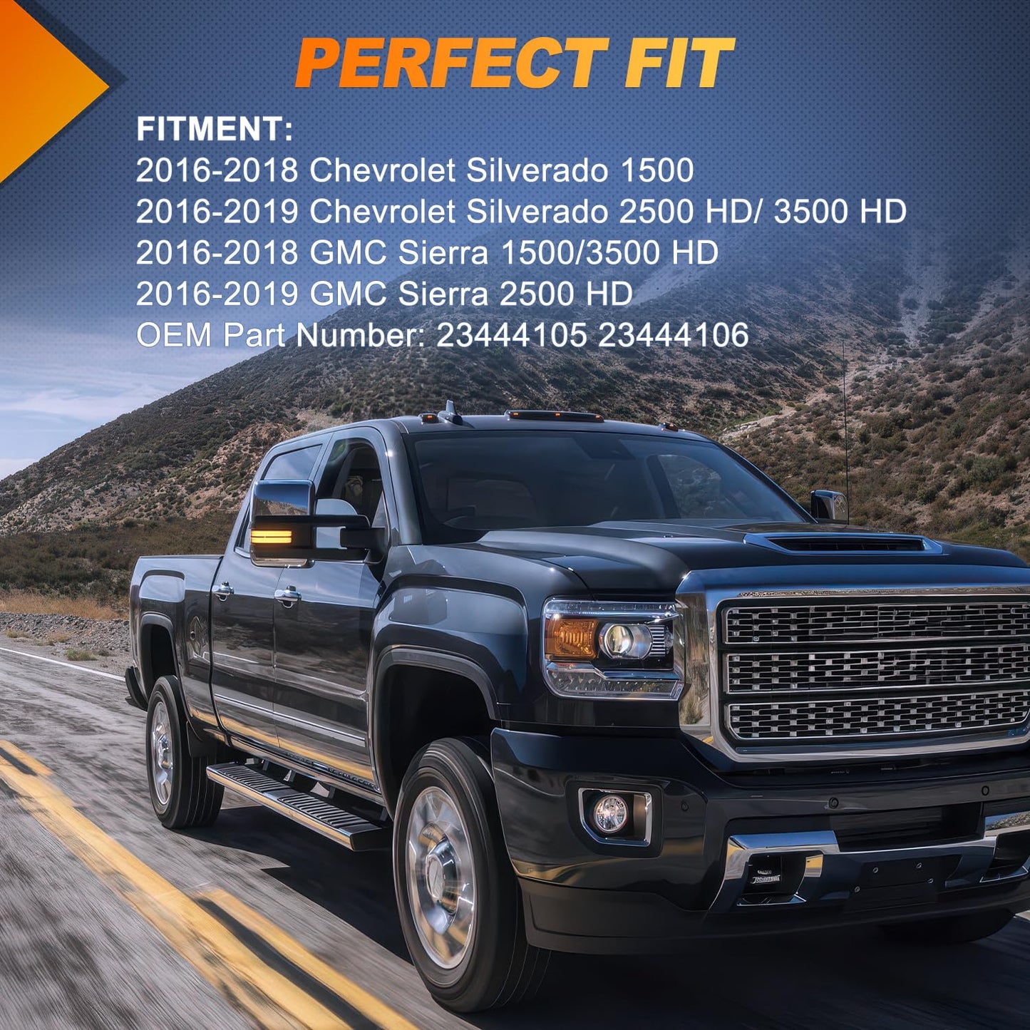 Nilight Side Mirror Marker Light Switchback Amber Turn Signals White Parking Lights Smoked Lens Plug and Play Compatible With 2016-2019 Chevy Silverado GMC Sierra 1500 2500HD 3500HD