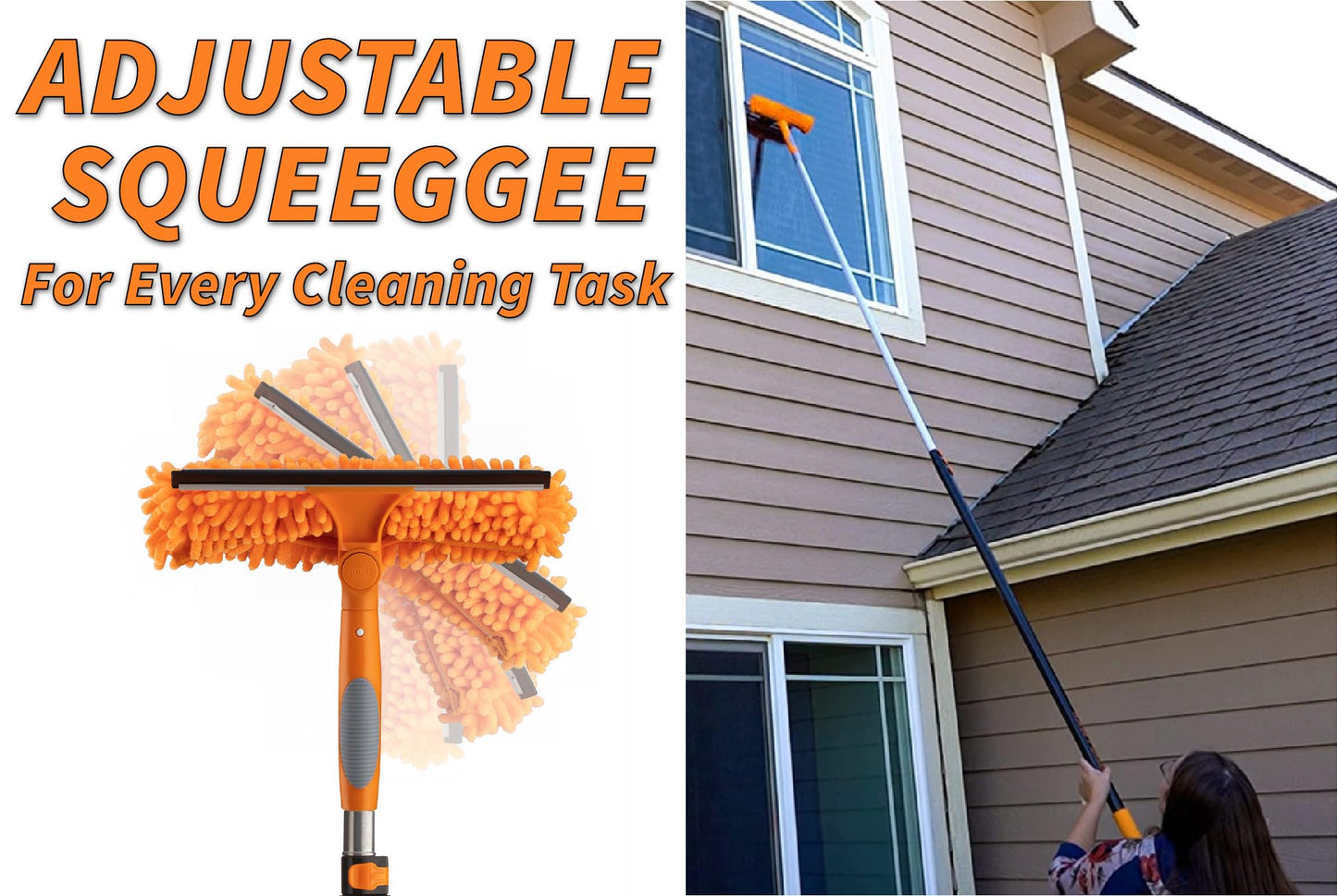 20 Foot High Reach Duster Kit with 4-12 ft Extension Pole // High Ceiling Dusting and Window Cleaning Kit with Telescopic Pole // Window Washer & Squeegee, Cobweb Duster, Fan Blade and Feather Dusters