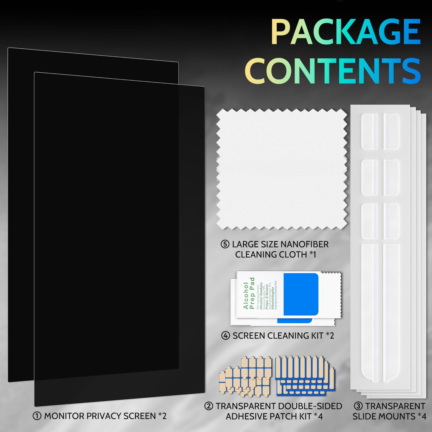 Peslv 2-PACK 24 Inch 16:9 Computer Privacy Screen for Widescreen Monitor, 24inch Removable Anti Blue Light Glare Eye Protection Shield, Black Blackout Anti Spy Desktop Security Private Filter