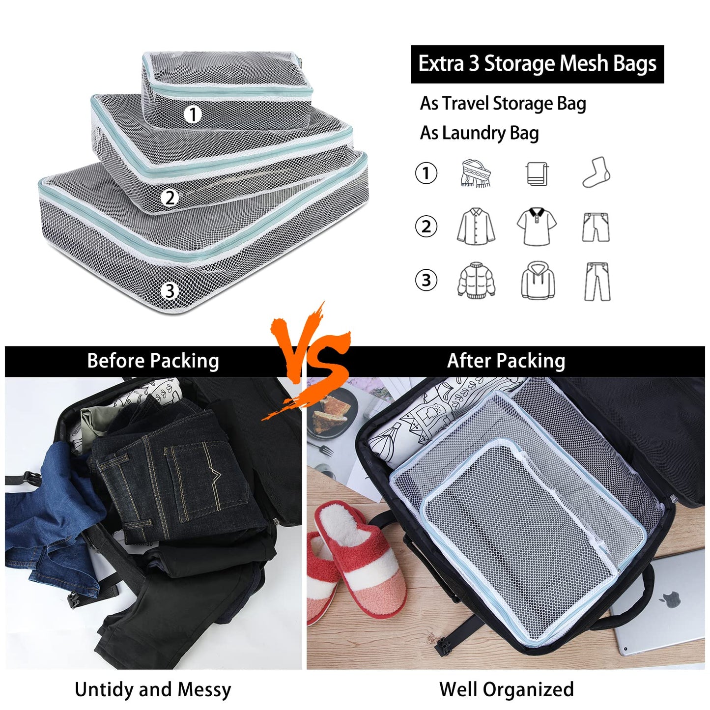 Travel Backpack for Men Women 17 Inch Flight Approved Carry on Backpack Waterproof Large 40L Luggage Daypack Business College Weekender Overnight Laptop Backpack with 3 Packing Cubes, Black