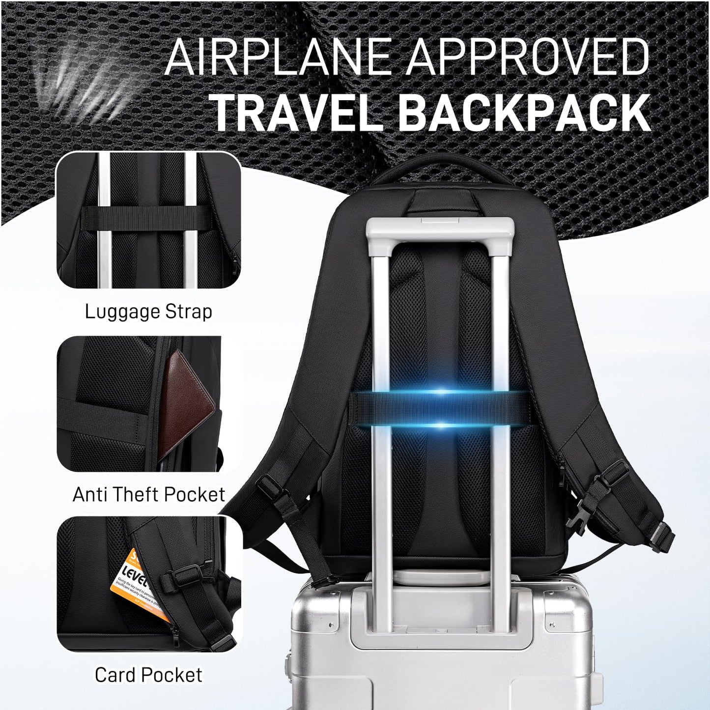 FENRUIEN Expanded Laptop Backpack for Men, TSA-Friendly Travel Backpack with USB Charging Port, Anti-Theft Business Work Pack, Water-Resistant Fits 15.6”Laptop for Weekender