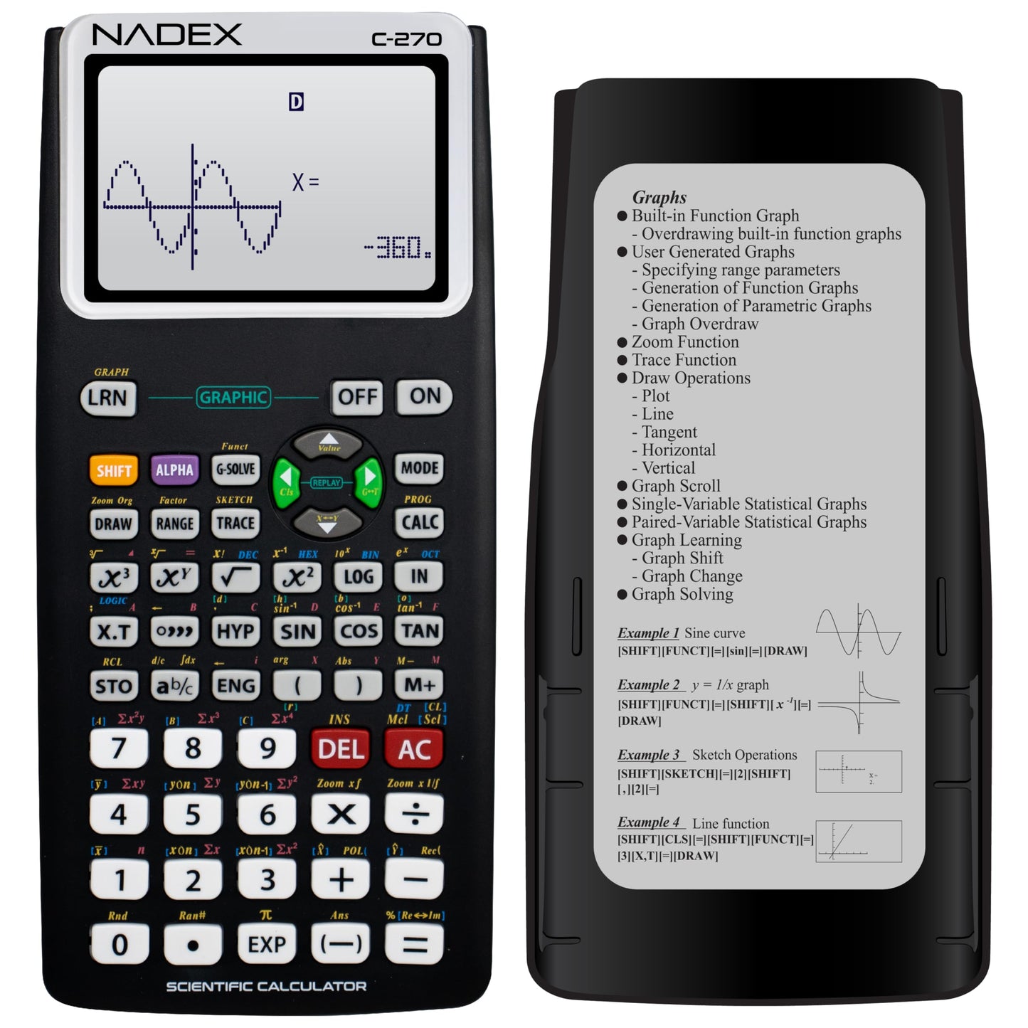Scientific Calculator with Graph Functions for College and High School Students, Engineering, Advanced Mathematics, Calculus, Algebra, Geometery, Trigonometry, Statistics, Physics, Chemistry - Black