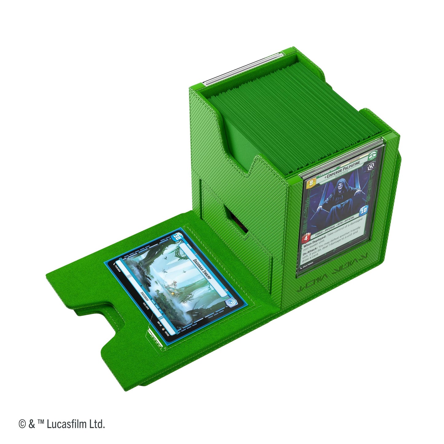 Gamegenic Star Wars Unlimited Twin Suns DECK POD - Premium Deck Box with UV-Protected Card Cases, Holds 100 Double-Sleeved Cards, Designed for the Star Wars Unlimited TCG, Green Color, Made