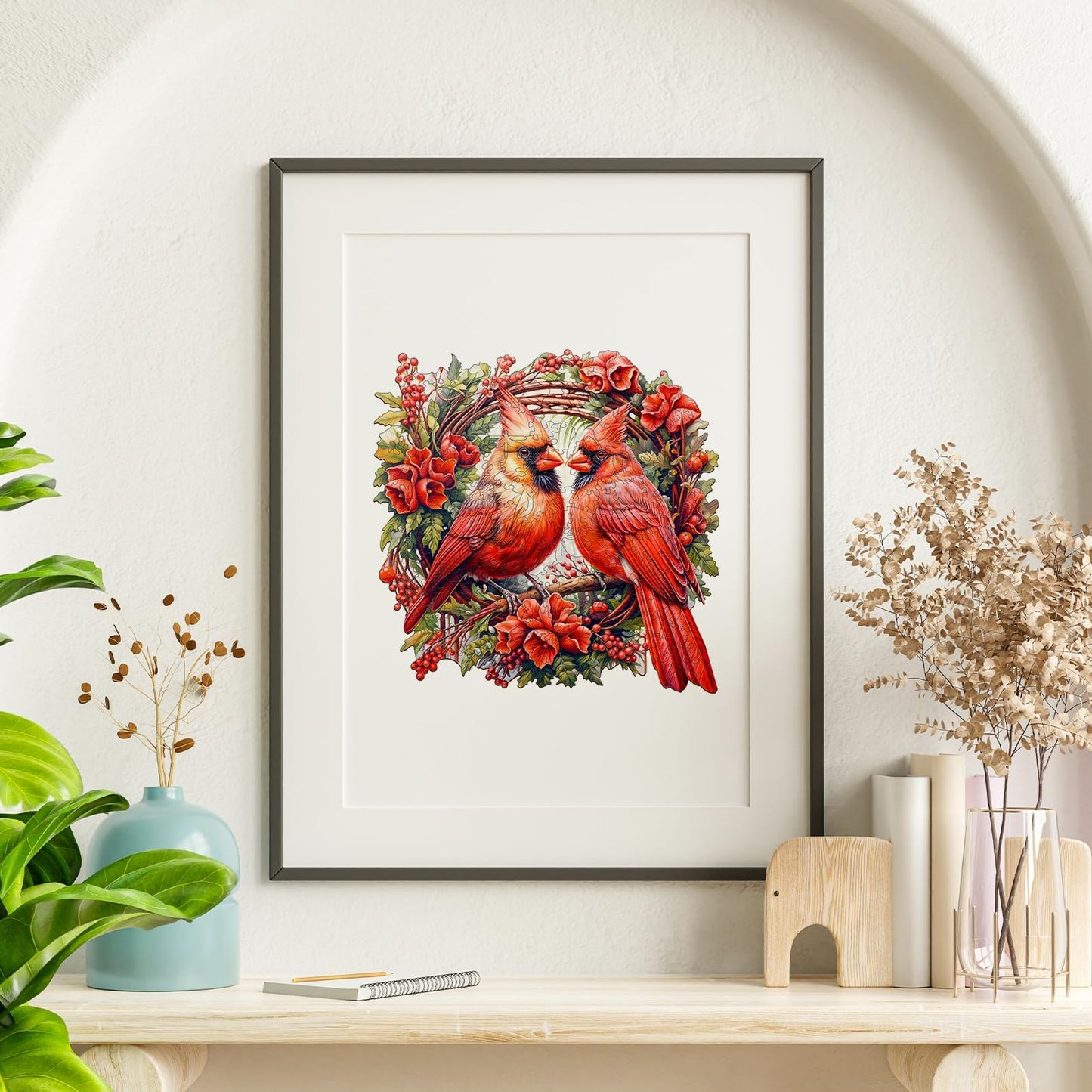Jigfoxy Wooden Puzzles for Adults, Cardinal Wood Puzzles Adult, Unique Animal Shape Wooden Jigsaw Puzzles for Adults, Birthday Gifts for Puzzle Lovers, Family, Friend (L-13.3 * 13.3in-300 pcs)