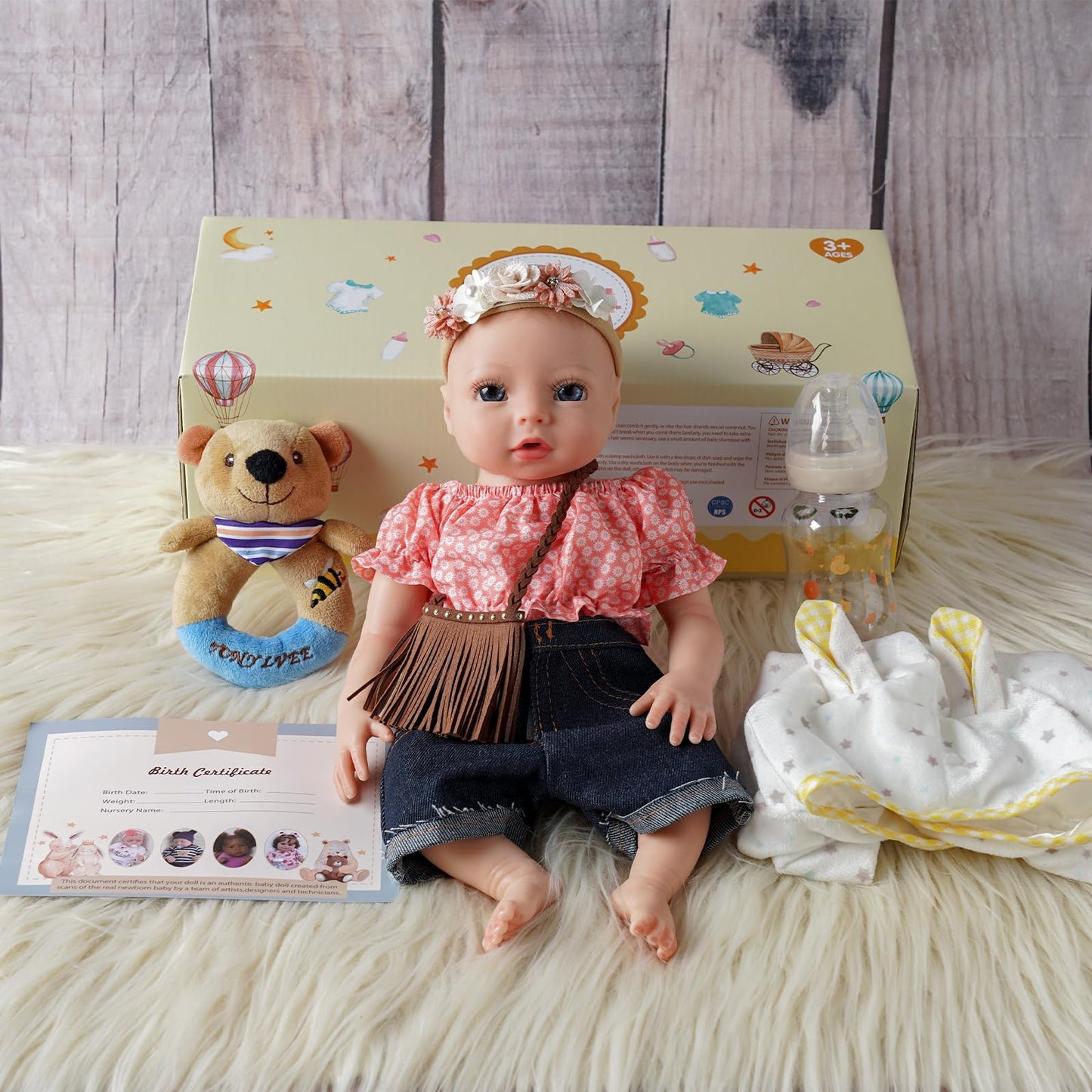 16 Inch Silicone Reborn Baby Dolls Full Body - Soft Silicone Baby Doll, Real Life Baby Dolls Girl with Bottle, Plush Toy, Birth Certificate - Best Gift for Kids Ages 3+