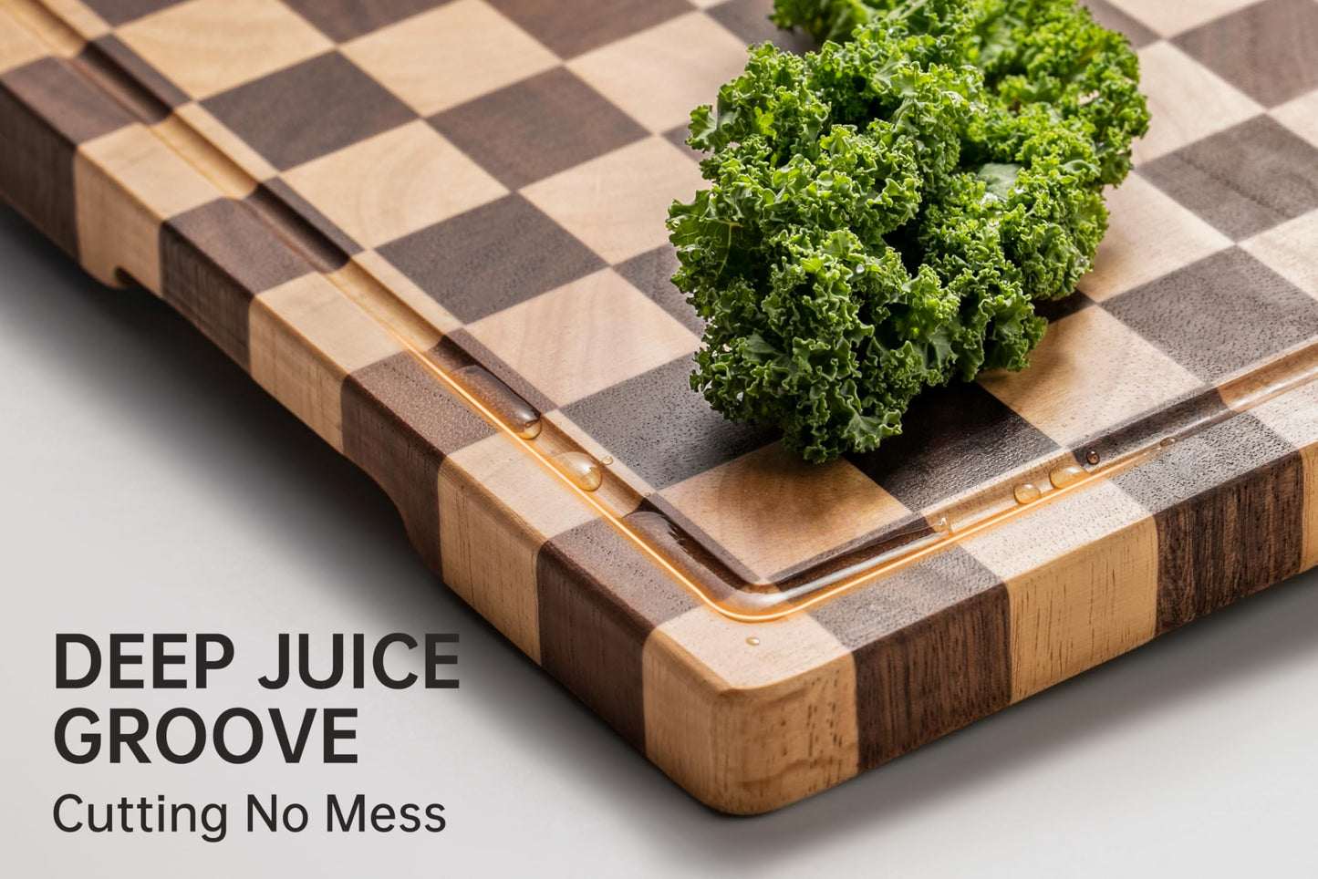 THETCHRY Cutting Boards for Kitchen, Extra Large Chopping Board for Stovetop, Checkered Acacia Wood Cutting Board with Juice Grooves, Butcher Block with Gift Box, 20" x 15" x 1"