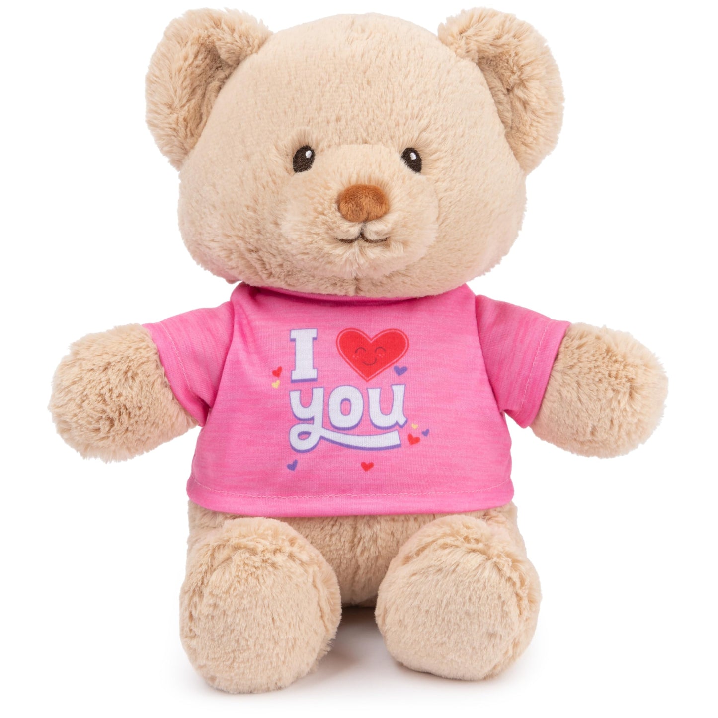 GUND “I Love You” Sustainable Message Bear with Pink T-Shirt, Teddy Bear Made from 100% Recycled Materials for Ages 1 and Up, Tan, 12”