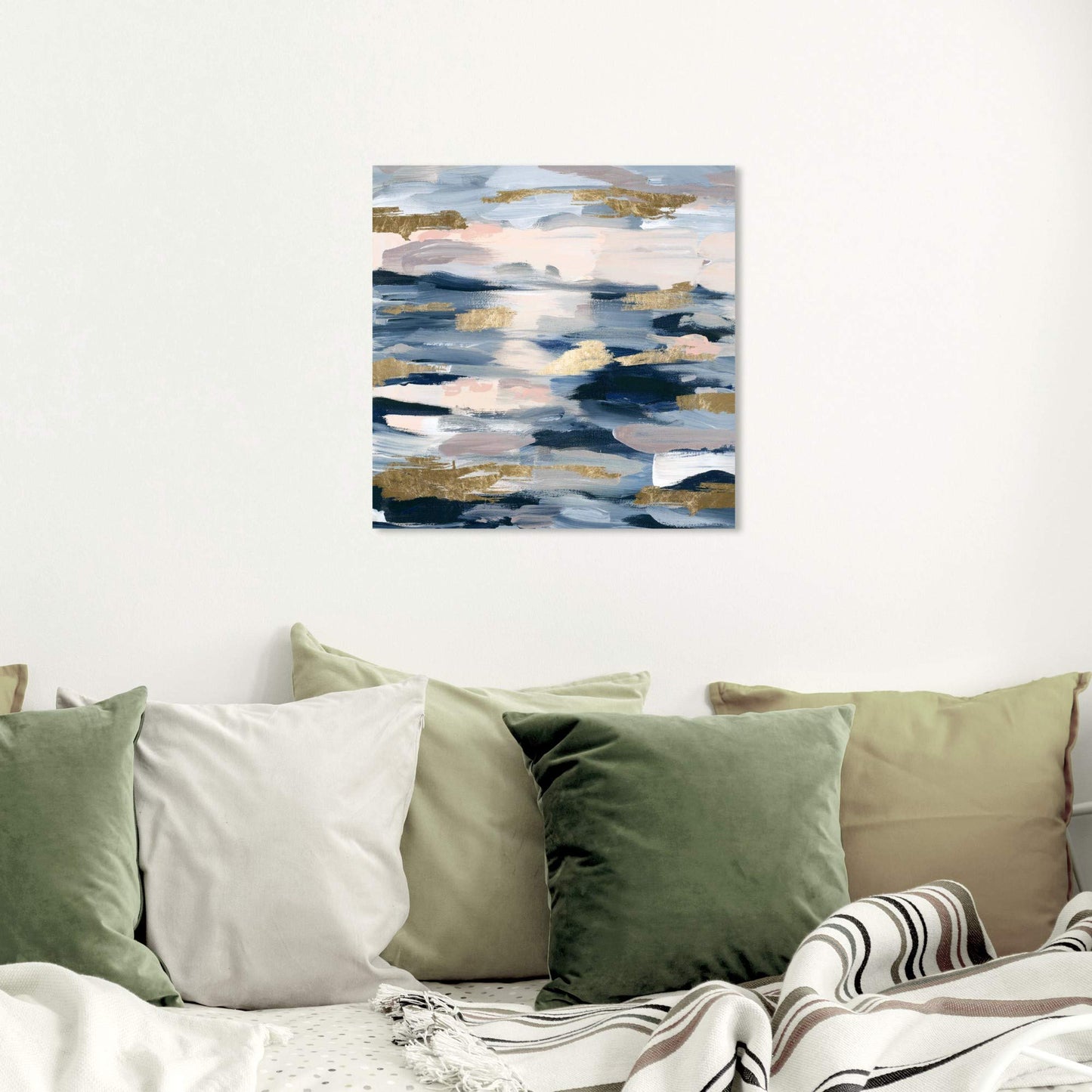 Smoke on the Water by Oliver Gal | Contemporary Premium Canvas Art Print. The Abstract Wall Art Decor Collection. 20x20 inch, Blue