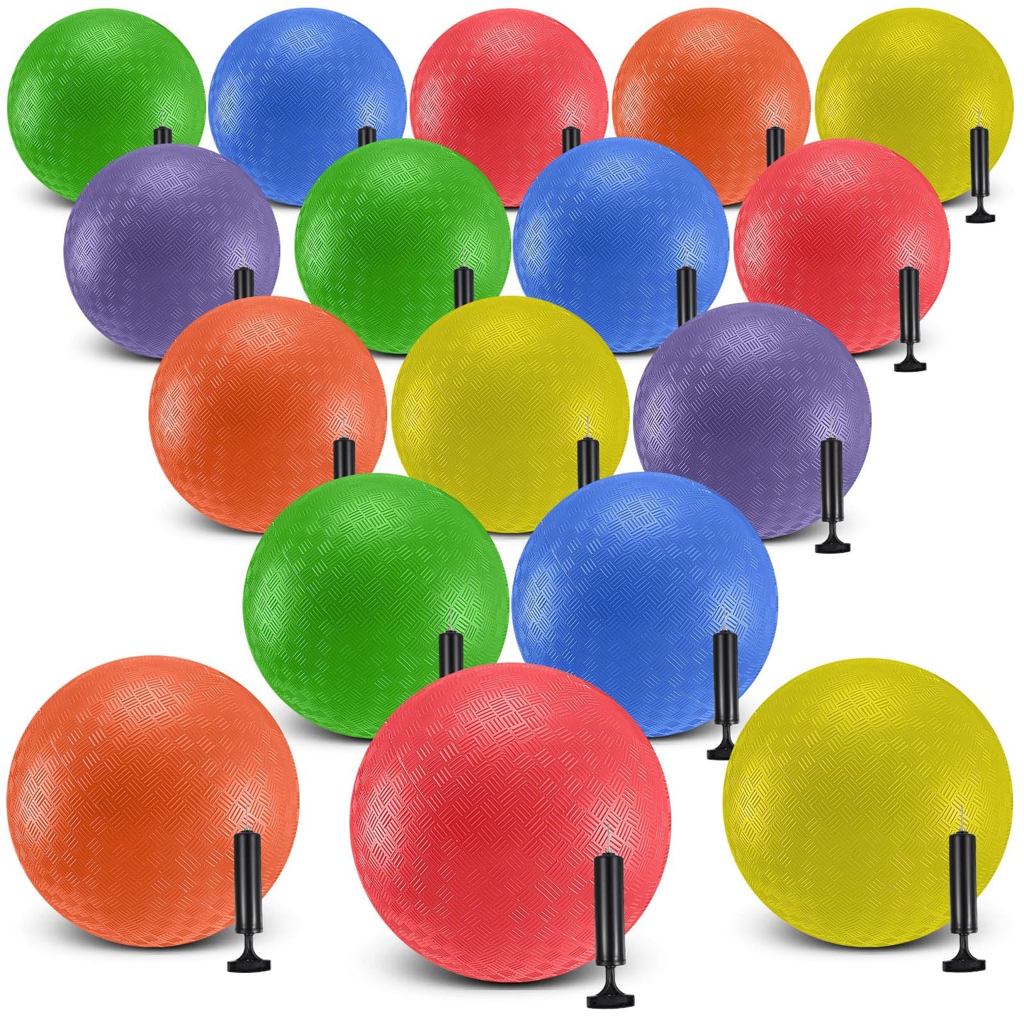 HyDren 18 Pcs Kickball Balls with Pump 8.5 Inch Christmas Operation Dodgeball Set for Kids and Adults Bouncing Kickballs Sport Handball Outdoor Balls Toddlers Official Playground Camps Play Supplies