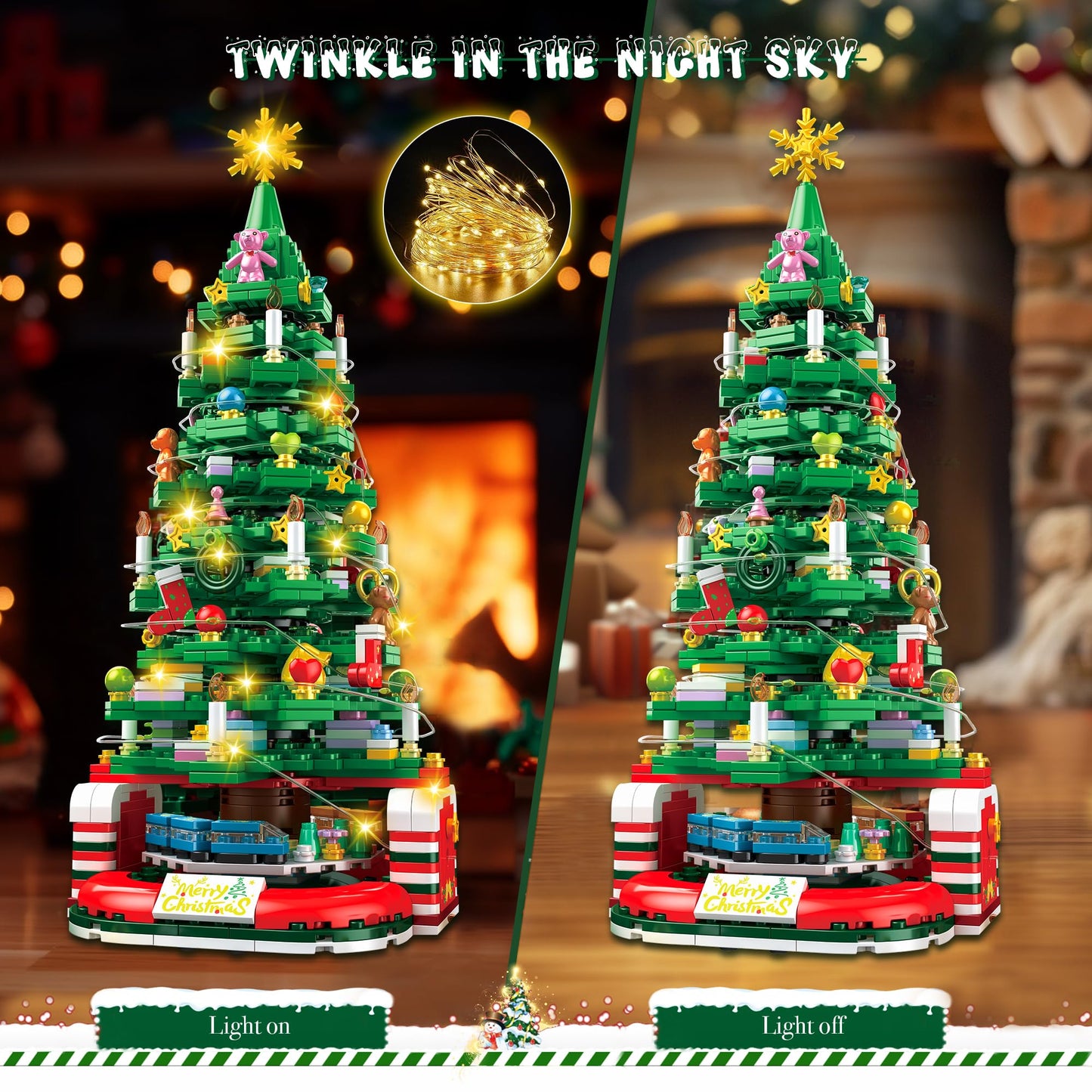 Christmas Tree Building Set for Kids, Christmas Tree 2025 Collectible Holiday Building Block Home Decor, Ornaments for Boys, Girls and Adults, 888Pcs, Deep Green