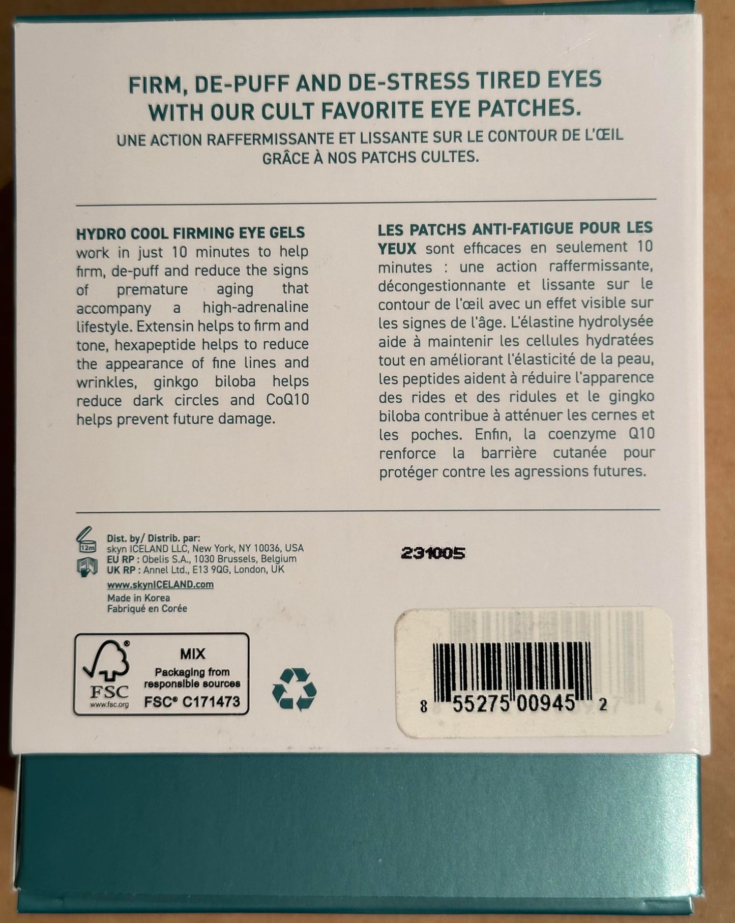 skyn ICELAND Hydro Cool Firming Under Eye Patches Eye Gel Mask To Firm And Reduce Wrinkles Fine Lines Dark Circles Puffiness Bags 16 Pairs