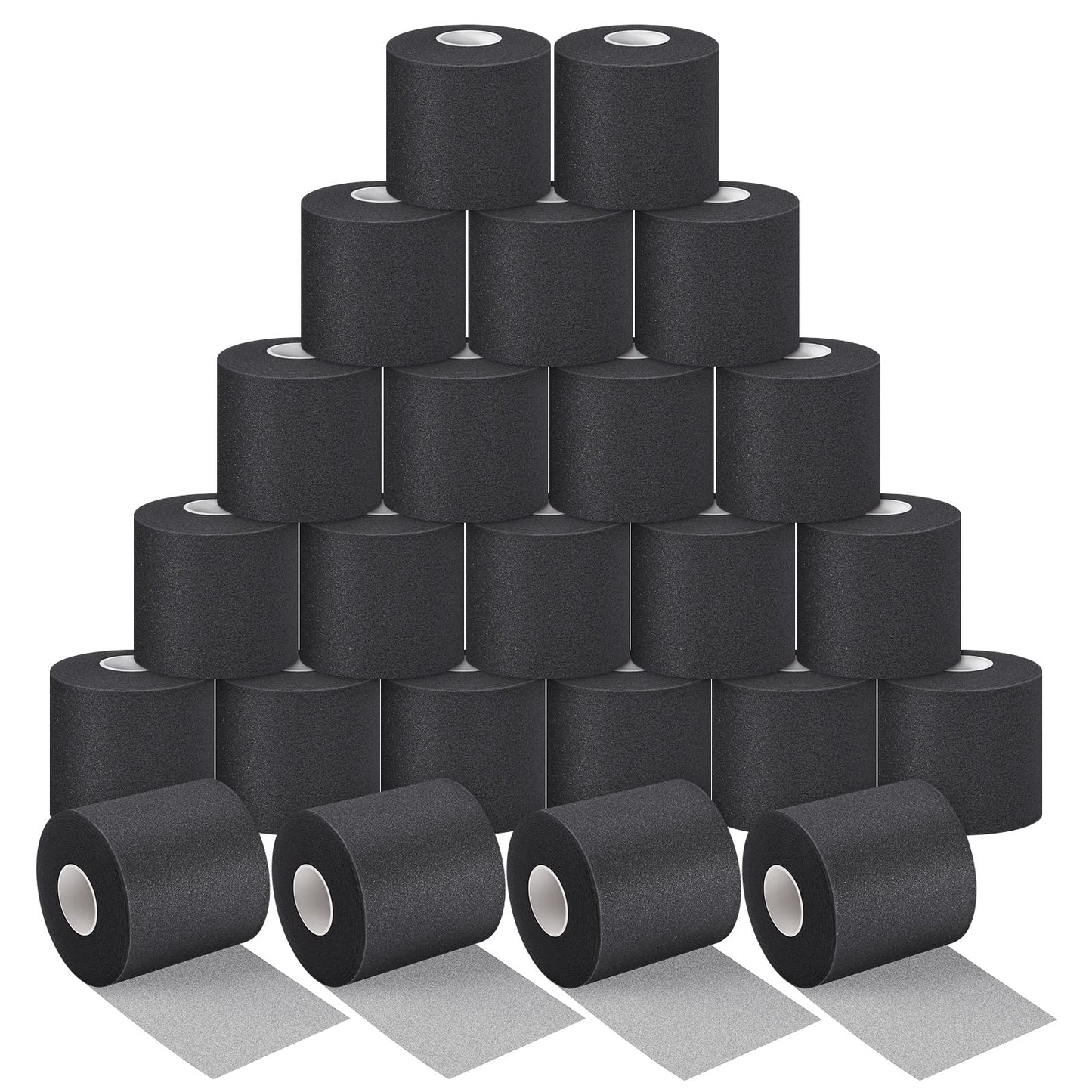 24 Pieces Foam Underwrap Tape Sports Prewrap Athletic Tape Foam Pre Wrap for Ankles Wrists Hands and Knees(Black)