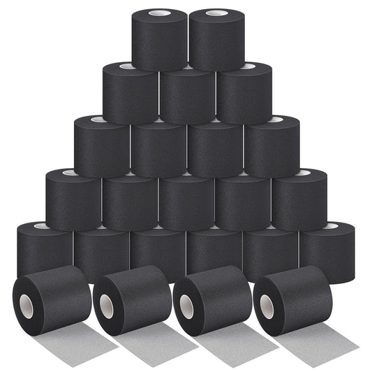 24 Pieces Foam Underwrap Tape Sports Prewrap Athletic Tape Foam Pre Wrap for Ankles Wrists Hands and Knees(Black)