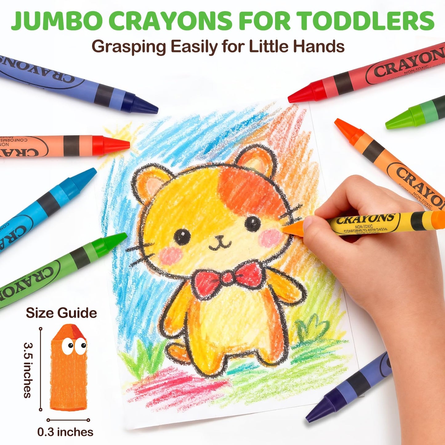 800 Count Crayons Bulk Set with 18 Colors, Non-Toxic Washable Silky Crayons, School Supplies Easter Basket Stuffers Party Favors Gift for Kids 3+, Art Supplies for Preschool Kindergarten Classrooms