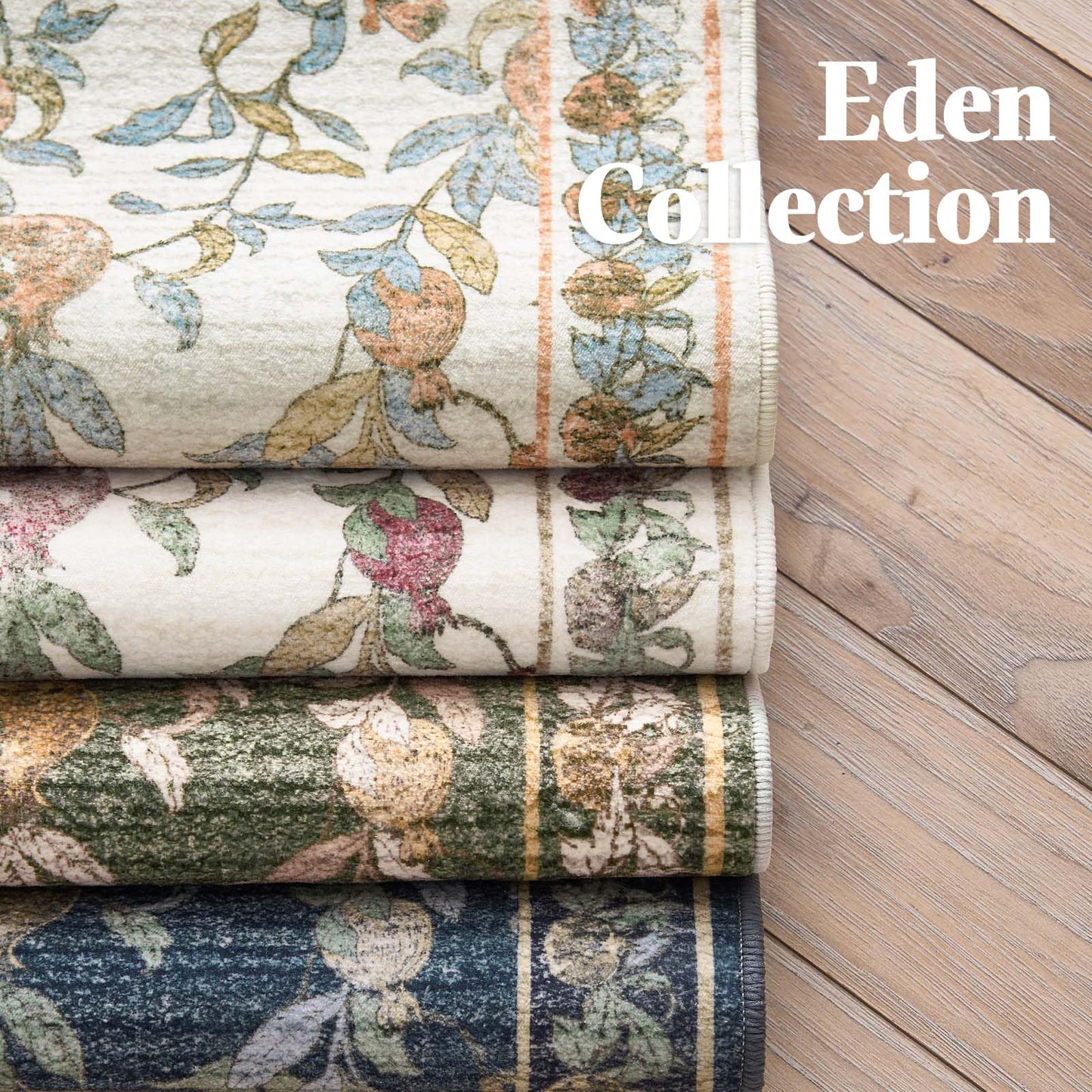 jinchan Eden Floral Area Rug 5x7 Washable Vintage Soft Non-Slip Distressed Blue Green Carpet Low Pile Accent Rug for Living Room Kitchen Bedroom Dining Room Nursery