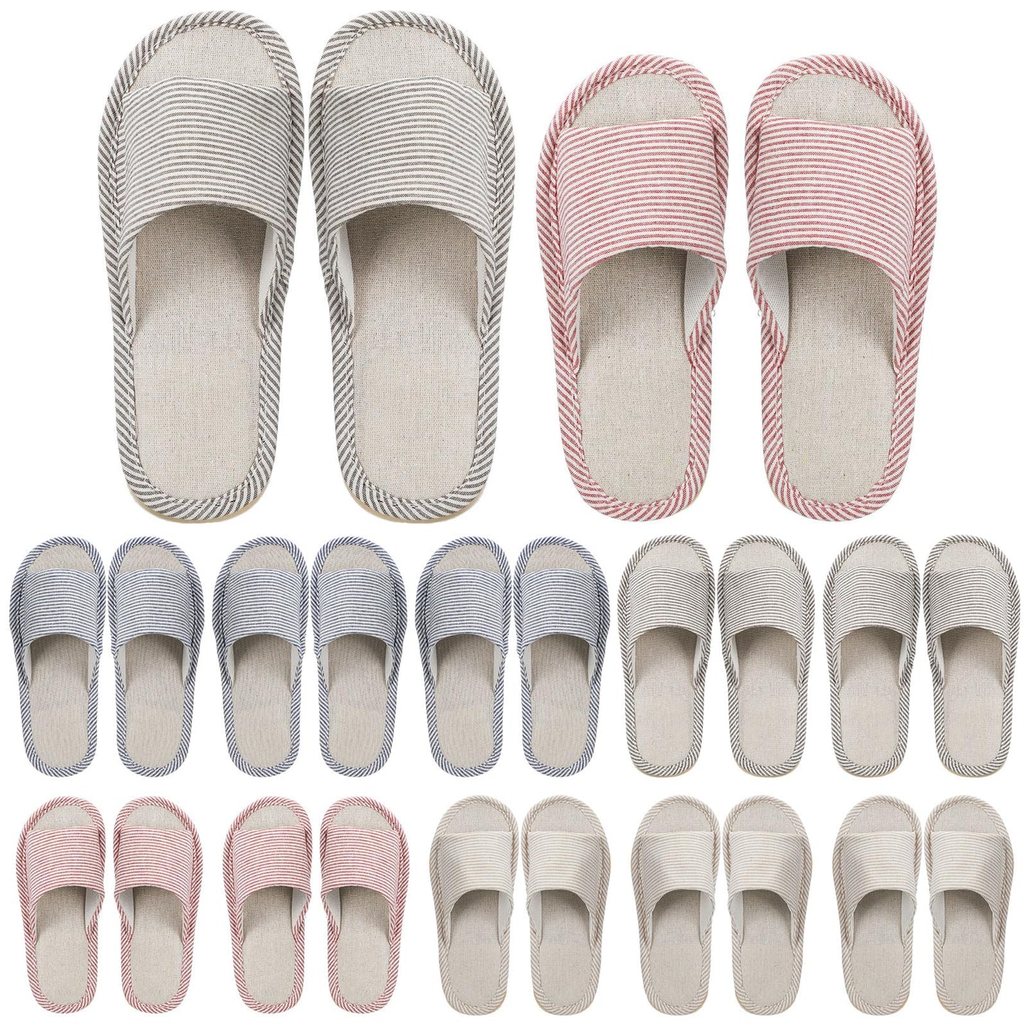 Suhine 12 Pairs House Slipper for Guests Open Toe Spa Slippers Non Slip Indoor Comfortable Breathable Home for Travel Guests Hotel Home Bedroom Unisex(Classic)
