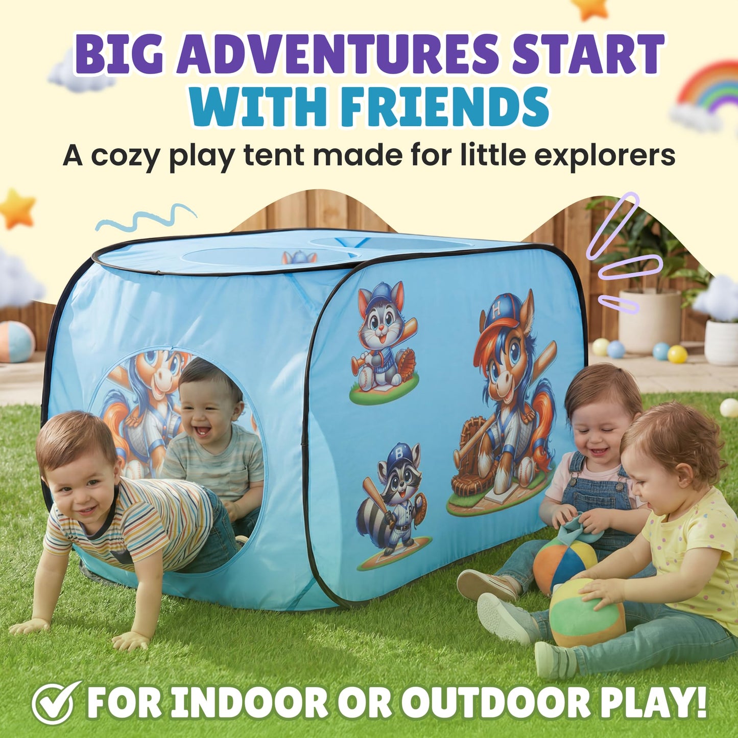 Pop Up Kids Play Tent – Foldable Playhouse for Boys, Girls, Toddlers & Babies with Carry Bag, 44 X 27'' Polyester, See-Through Breathable Mesh, Ideal for Birthday Gift, Kids Tent Indoor Outdoor