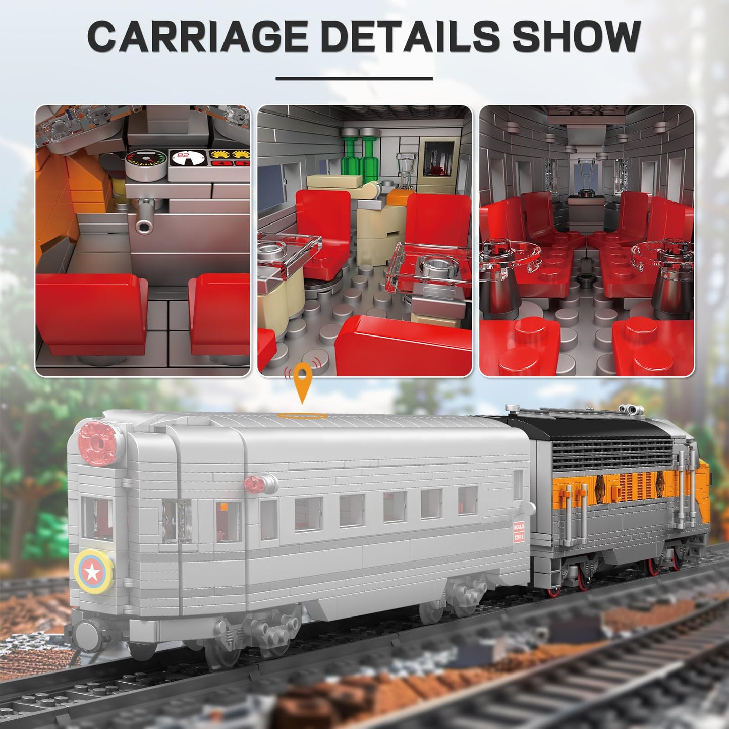 Mould King 12018 Train Building Blocks Sets, Remote/App Control EMD F7 Internal Combustion Locomotive Kits, Scale Model with Tracks for Adults Teen(1541 PCS)