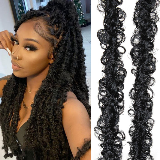 36 Inch Distressed Butterfly Locs Crochet Hair, 8 Packs Pre Looped Thick Distressed Locs Crochet Hair Long Black Butterfly Jumbo Loc Light Weight Soft Faux Locs(36Inch - 8Pack, 1B)