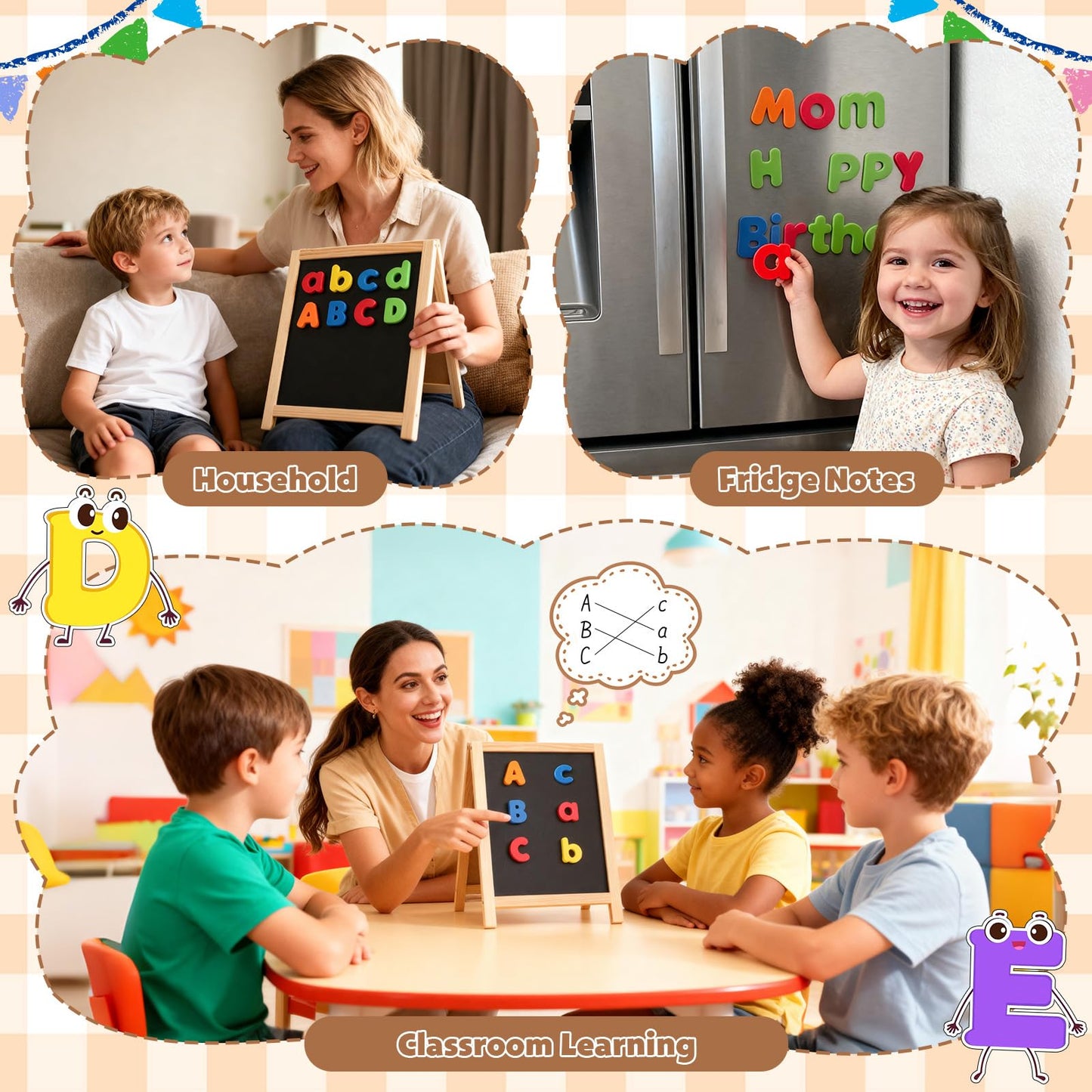 GINMIC Magnetic Letters and Numbers with Easel for Kids/Toddlers, Magnetic Whiteboard & Chalkboard w/Dry Erase Markers, ABC Magnets Alphabet Letters Learning Set, Classroom Home Education Toys
