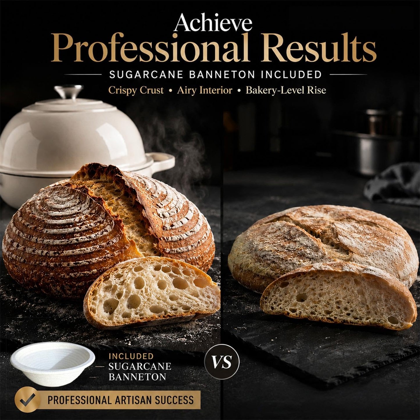 AHJ 6QT Dutch Oven For Bread Baking, Enameled Cast Iron Dutch Oven Pot with Lid, Multi-Functional Bread pan, Sourdough Baking Supplies with Proofing Basket, Cast Iron Bread Oven, Silicone Sling & Gloves.