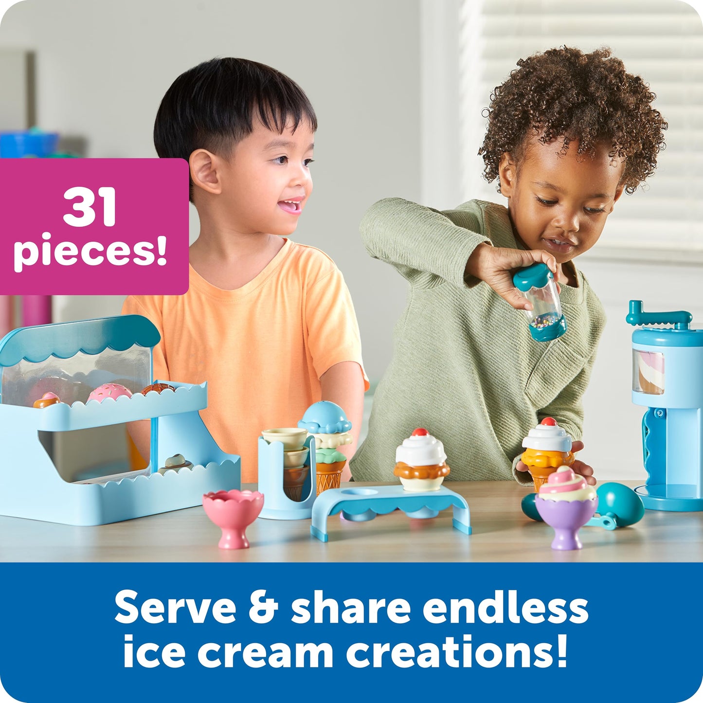 Learning Resources Swirly Scoops Ice Cream Shoppe, Ice Scoop, Swirl Ice Cream Machine, Play Cones, Play Food, Toddler Food, Toddler Learning, Pretend Play, Preschool Toys, Pretend Kitchen Playset