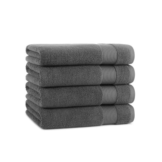 Arkwright Bath Towels Set of 4 - Super Soft 100% Cotton, 600 GSM Quick Dry & Absorbent, Luxury Bathroom Essentials for Hotels, Spa, Hosts, and Vacation Rentals, Pewter Grey