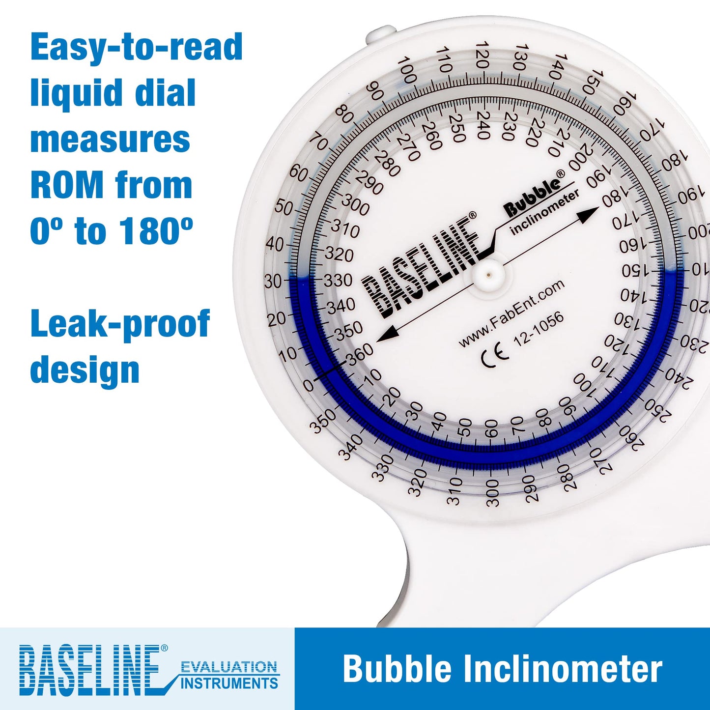 Baseline Bubble Inclinometer - Professional Easy To Read Range Of Motion Test For Physical Therapy, Rehabilitation, And Recovery With Carrying Case