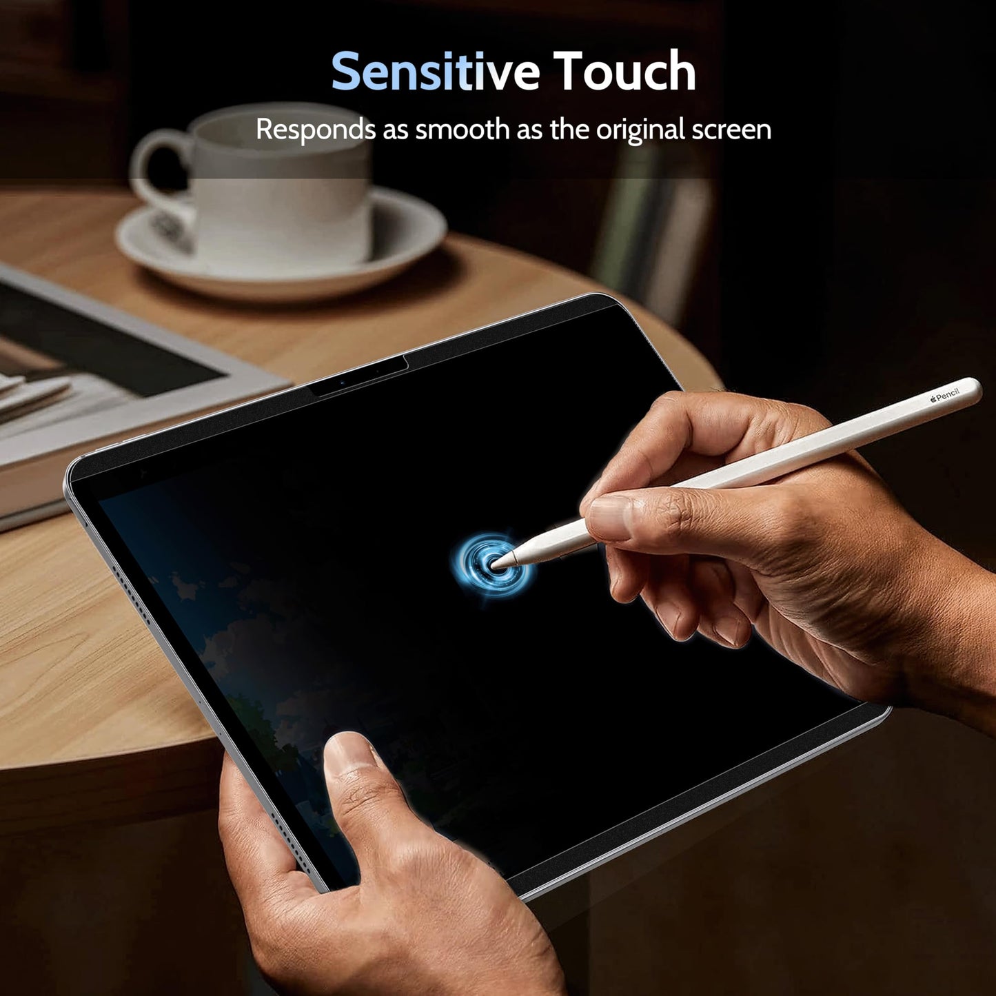 Peslv 4-Way Magnetic Privacy Screen for iPad Pro 13 Inch 7th (2024, M4),360 Removable Anti Blue Light Glare Spy Private Filter, High Sensitive Bubble-Free Easy Install Black Security Screen Protector