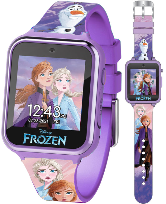 Accutime Kids Disney Frozen Anna Elsa Purple Educational Touchscreen Smart Watch Toy for Girls, Boys, Toddlers - Selfie Cam, Learning Games, Alarm, Calculator, Pedometer & More (Model: FZN4672AZ)