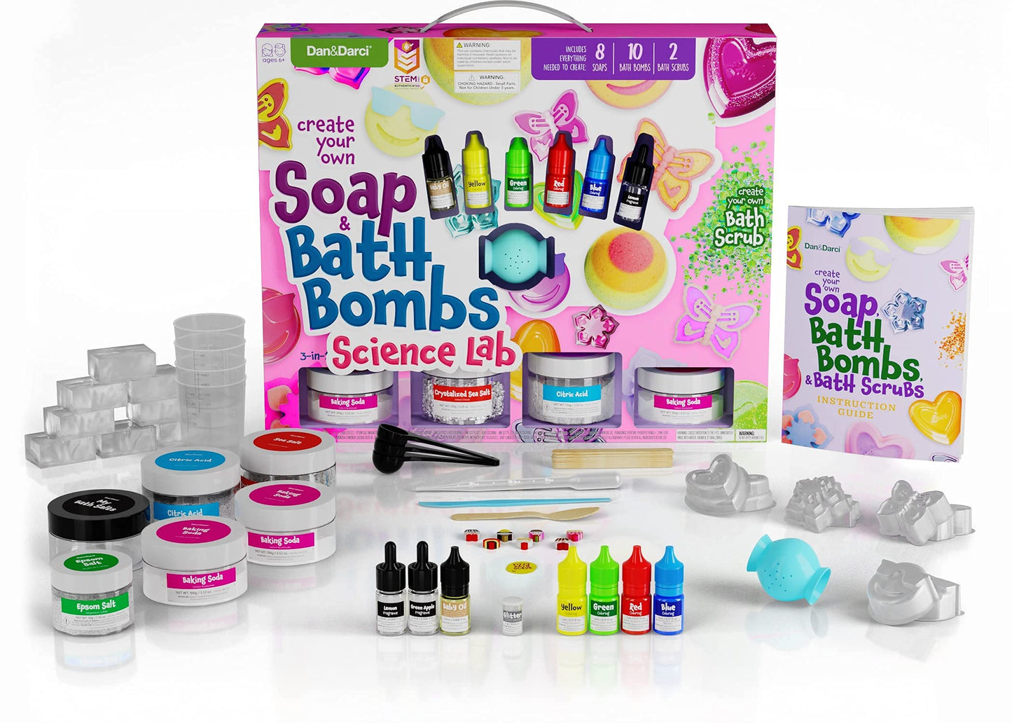 Soap & Bath Bomb Making Kit for Kids - 3-in-1 Spa Science Kits For Kids : DIY Craft project for Kids - Easter Gift for Girls and Boys : Complete Soap Making Kit & Make Your Own Bath Bombs, Soap & Bath Scrubs
